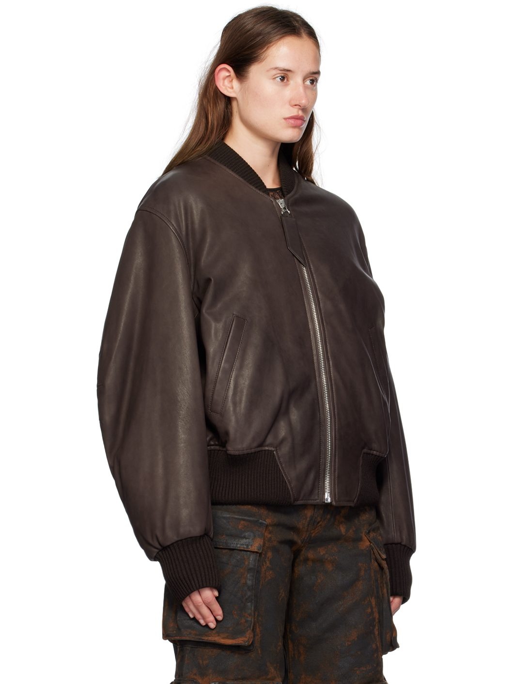 SSENSE Exclusive Brown Anja Leather Jacket - 2