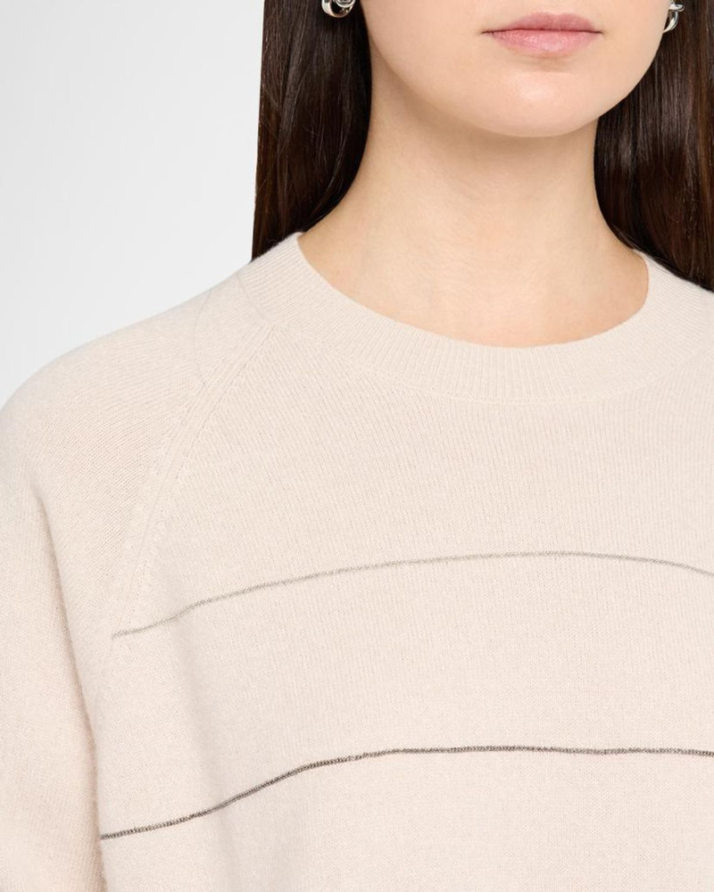 Striped Chain-Trim Crewneck Sweater 5