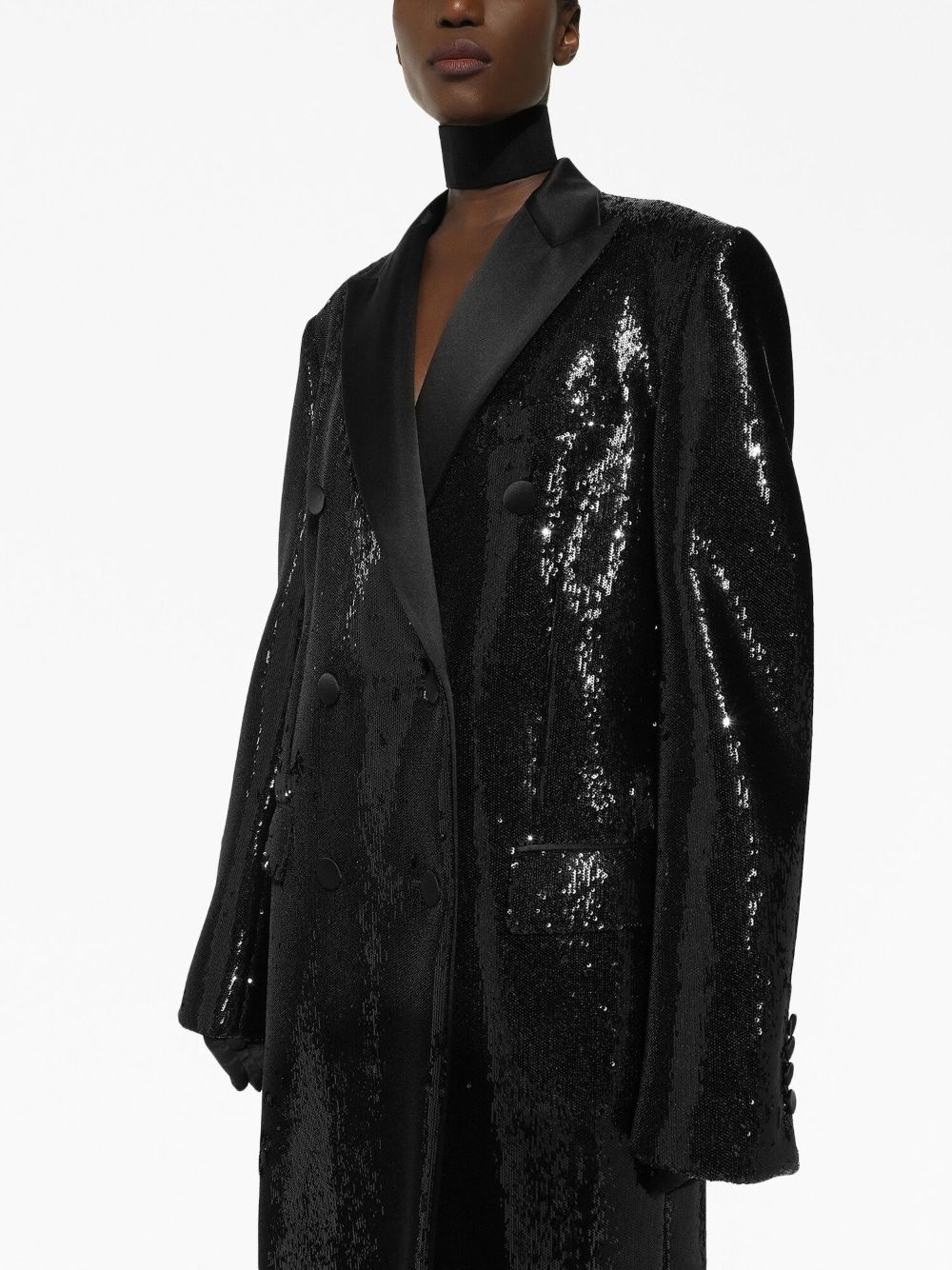 peak-lapel double-breasted coat - 5