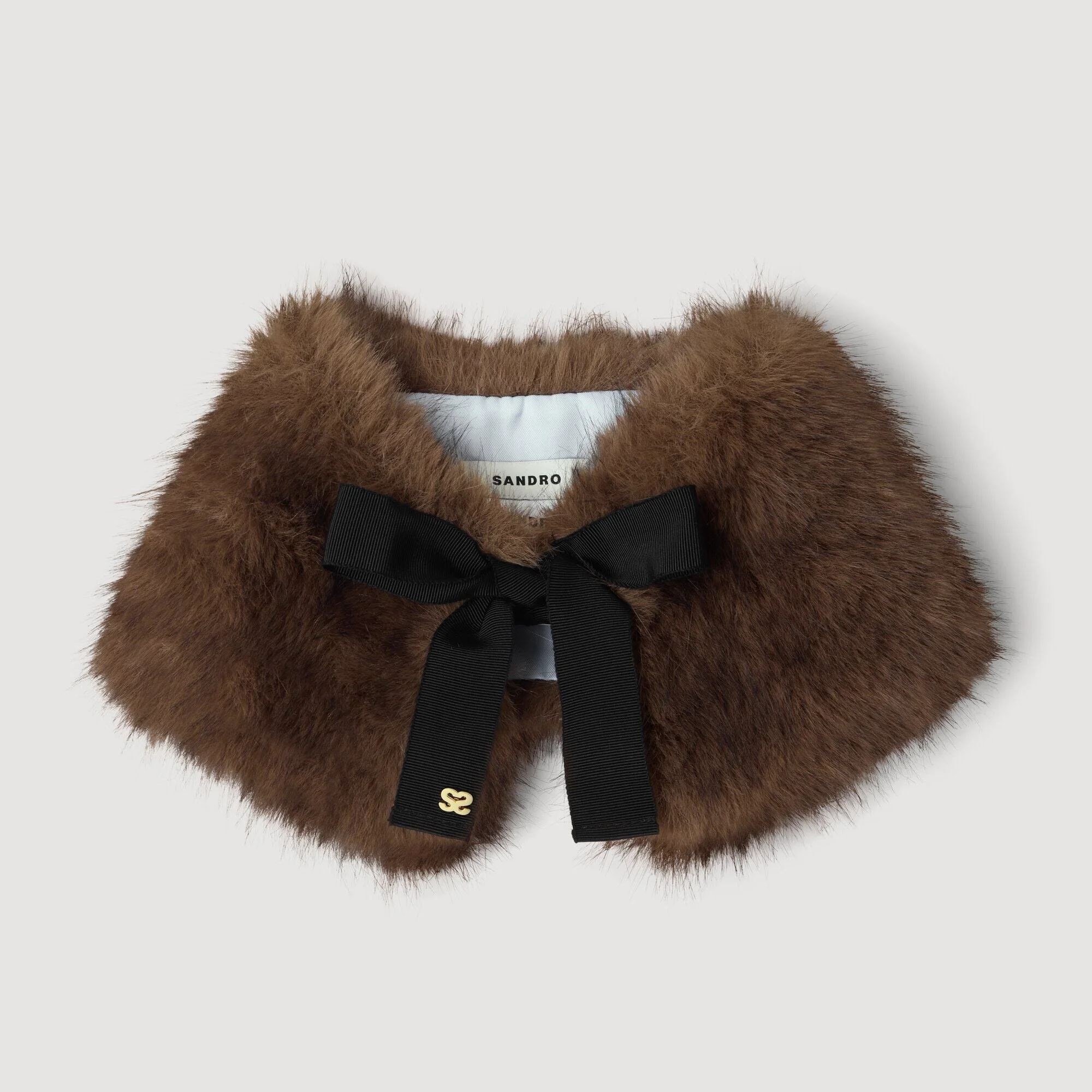 FAUX FUR COLLAR WITH RIBBON - 1