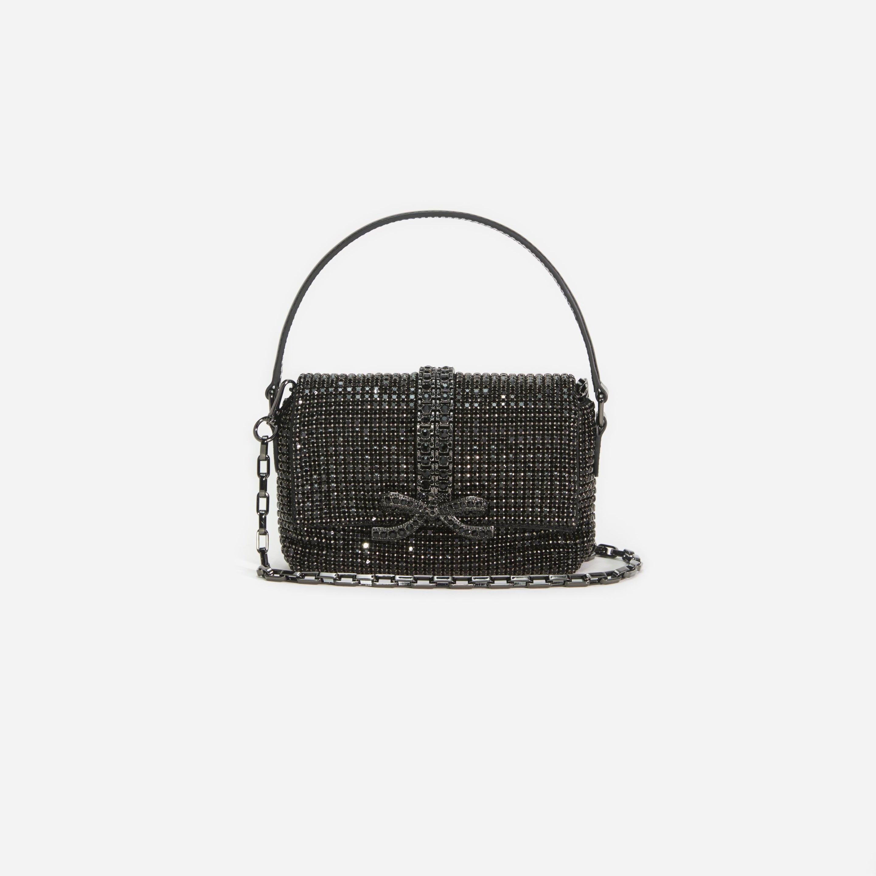 Black Rhinestone Chainmail Micro Bag - 4