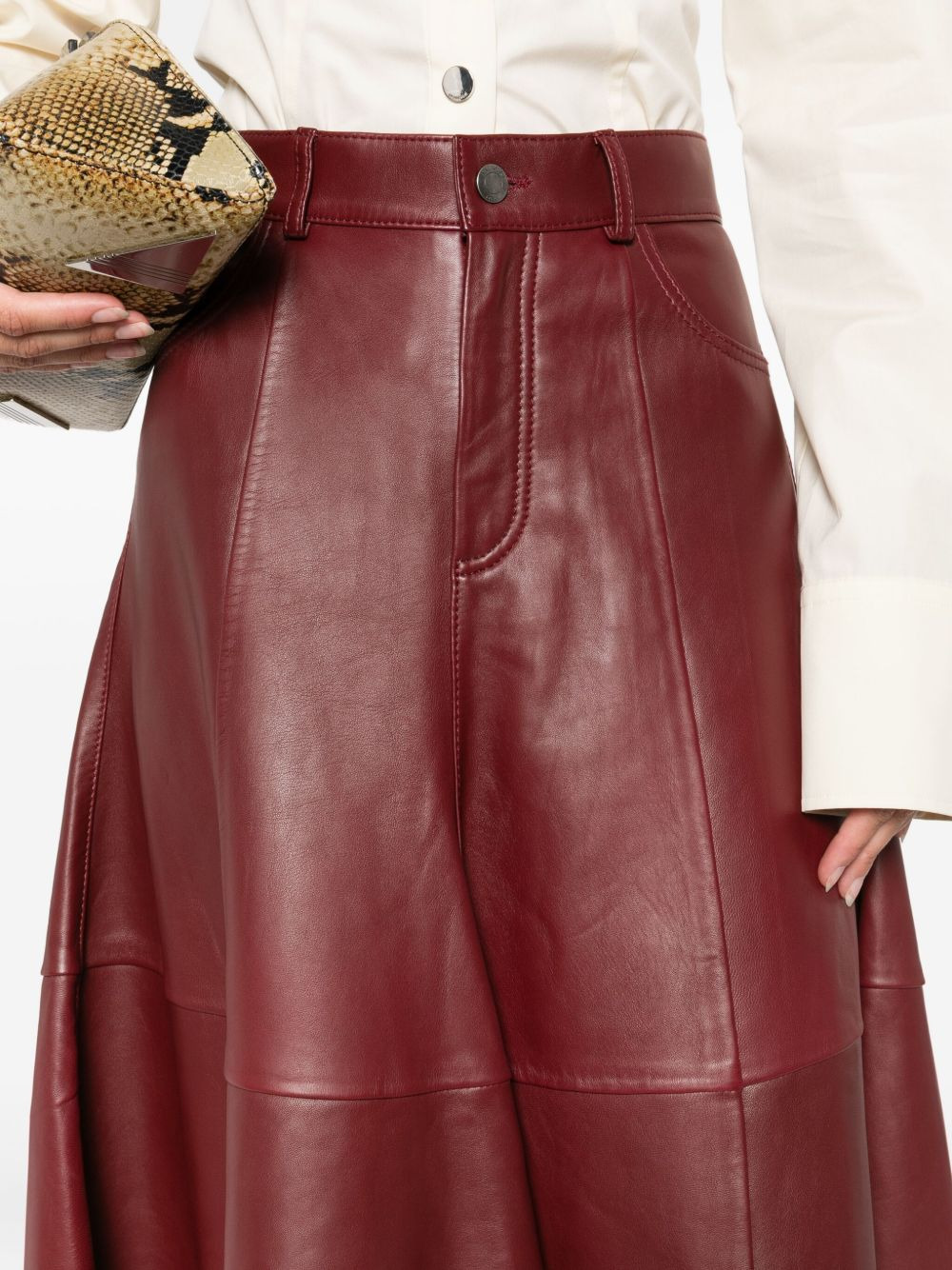 A-line leather skirt - 5