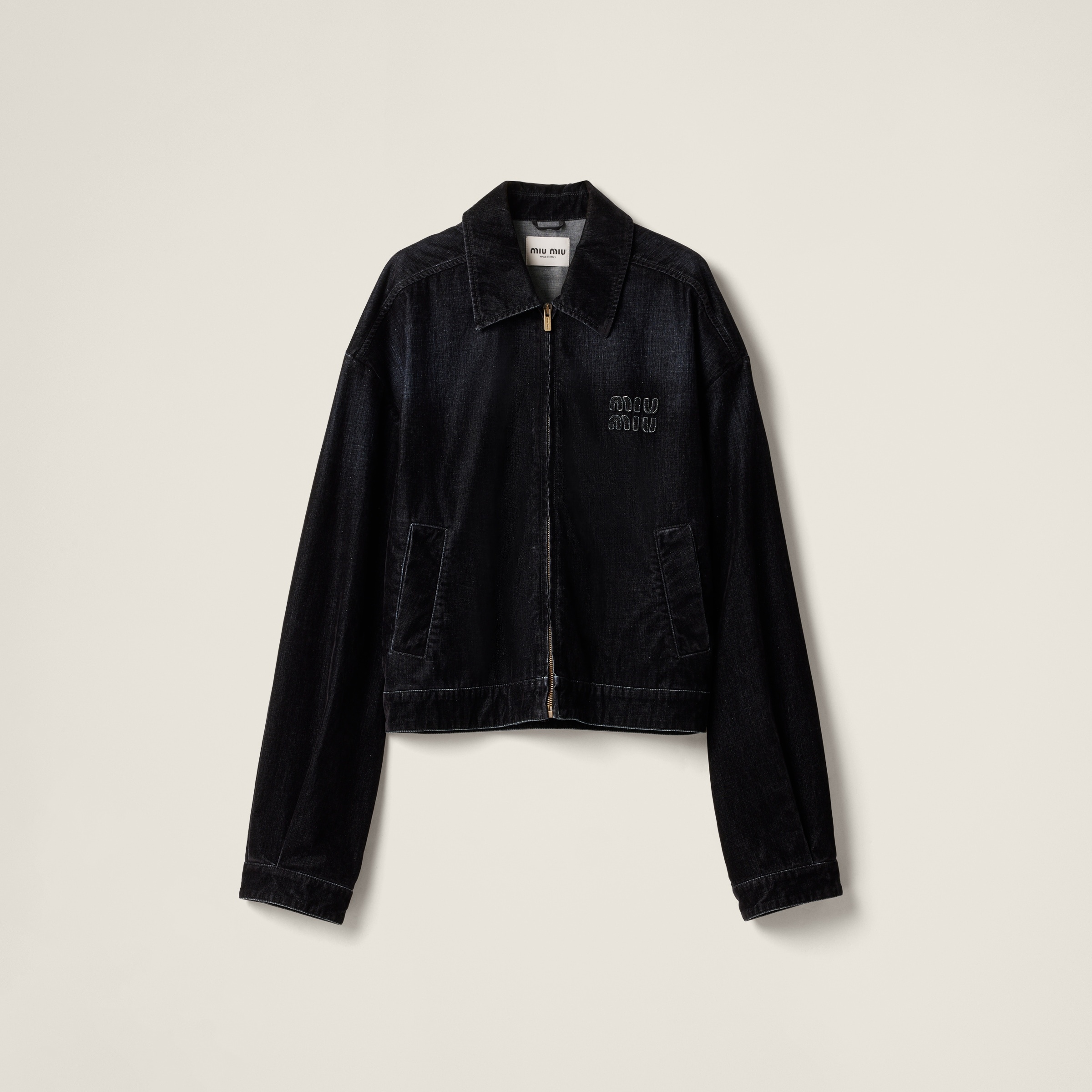 Flocked chambray blouson jacket - 1