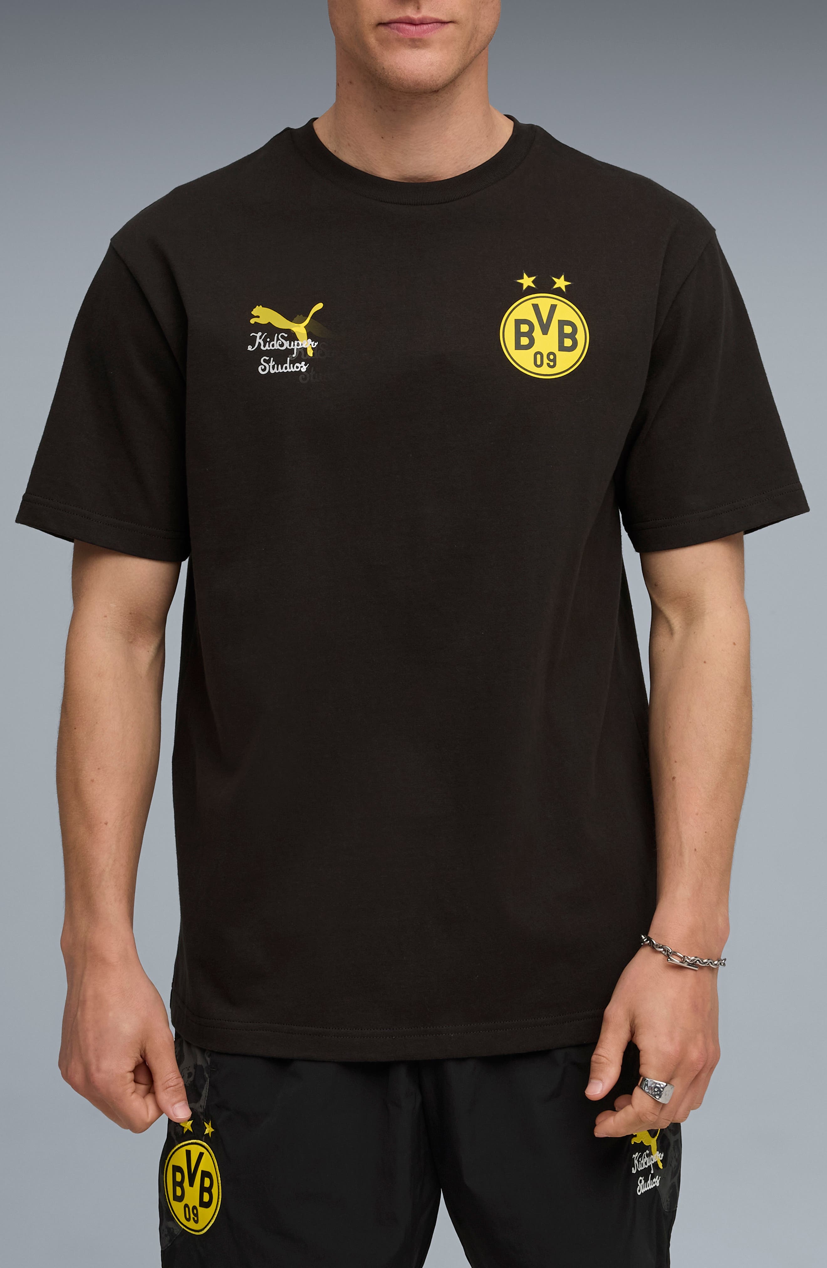 PUMA x KidSuper BVB Graphic T-Shirt in Puma Black-Faster Yellow at Nordstrom - 1