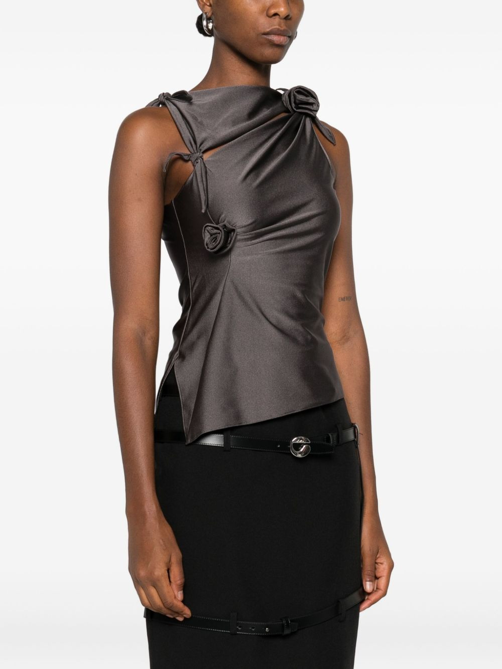 asymmetric rose-detail top - 3