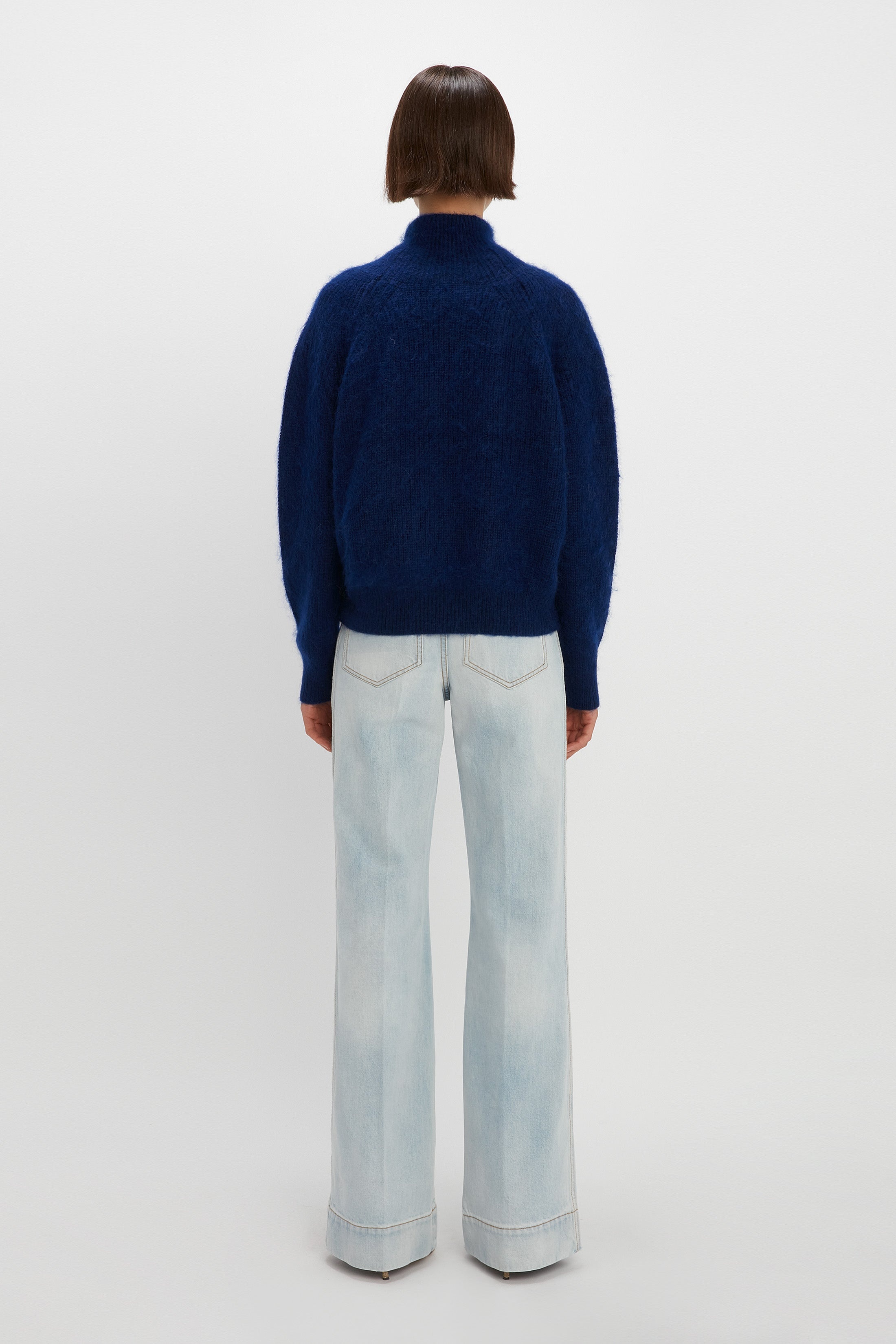 Polo Neck Jumper in Bright Navy - 4