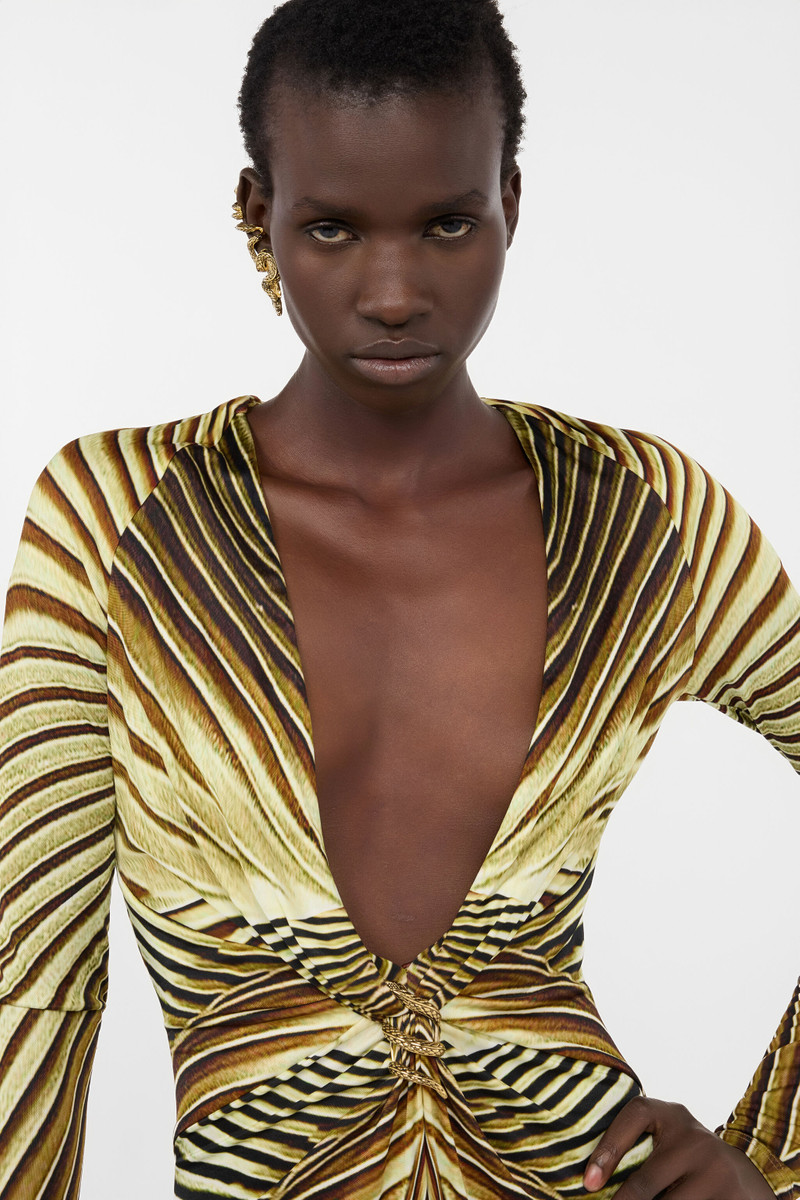 Extra-Long Dress with Ray Of Gold Print 6