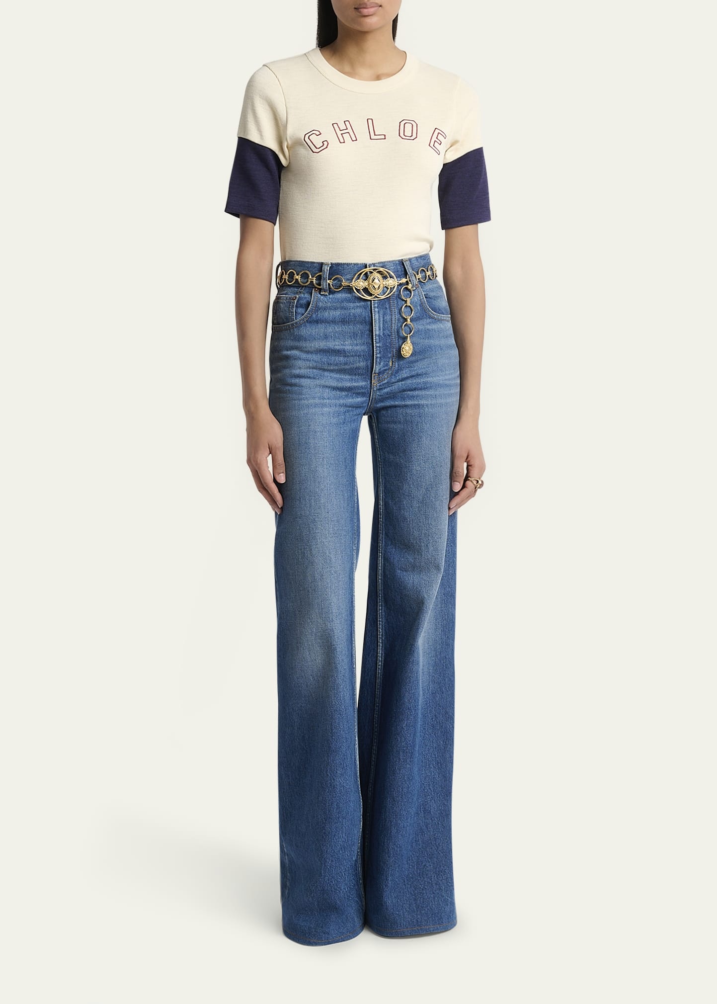 Logo Embroidered Heavy Cotton Wool T-Shirt - 2