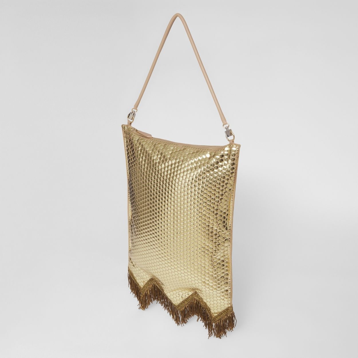 Bullion Fringing Paillette-embellished Silk Flag Bag - 4