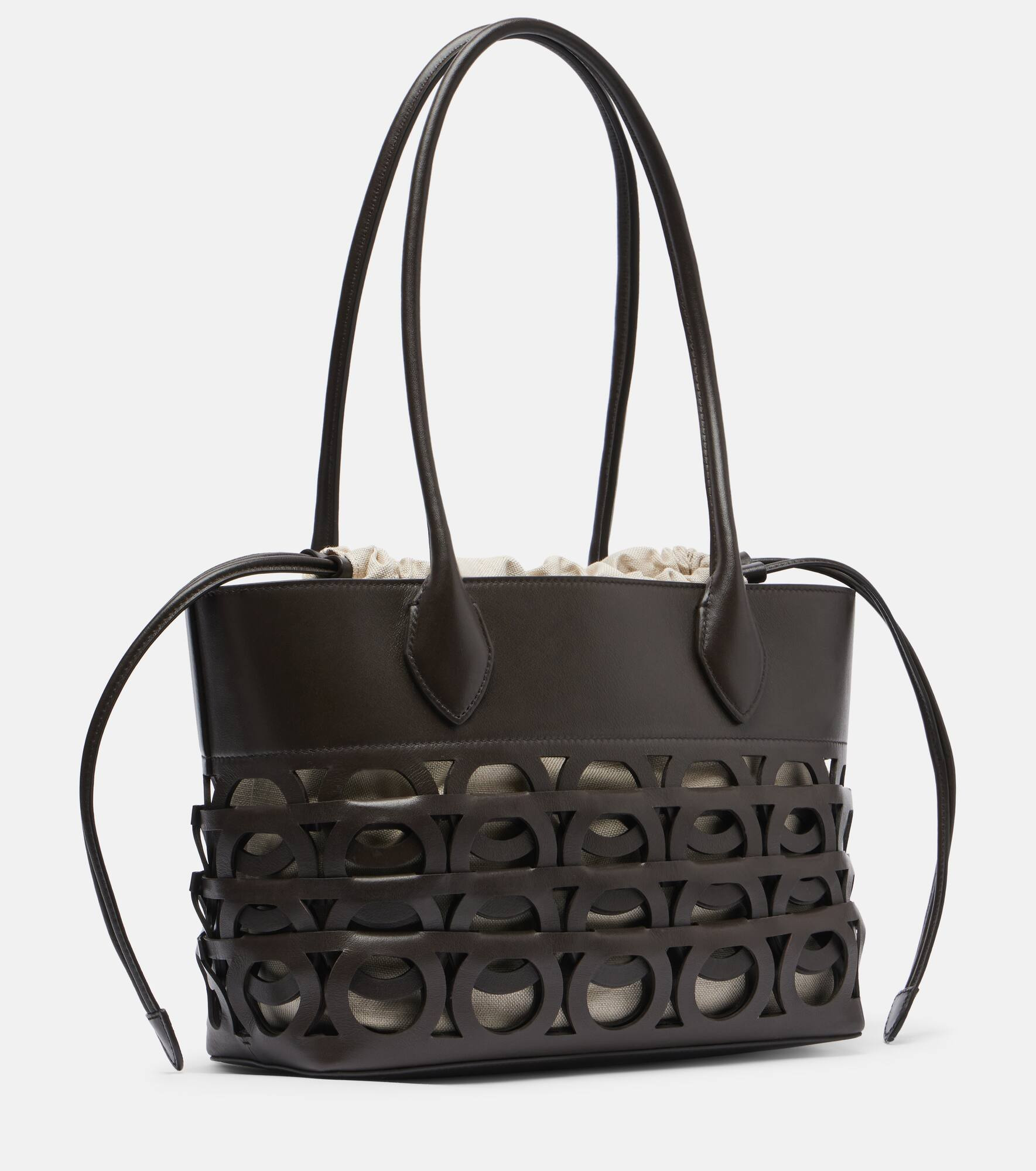 Cut-out leather tote bag - 4