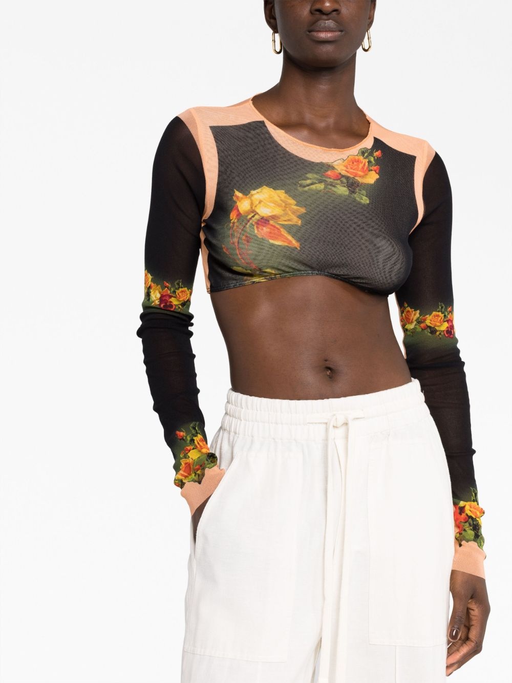 Fleurs Petit Grand-print crop top - 5