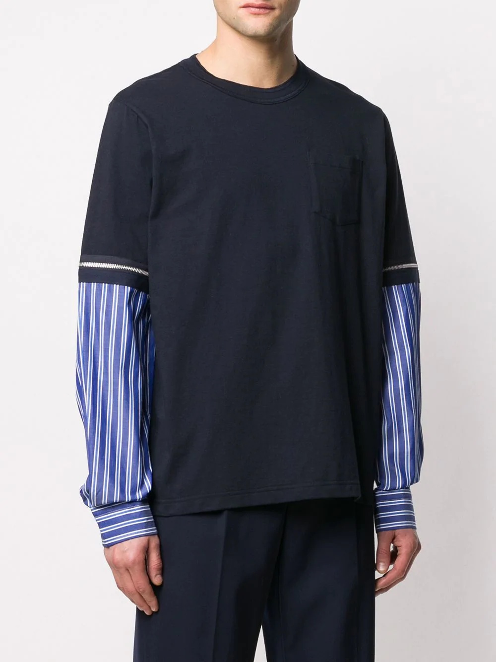 striped sleeves T-shirt  - 3