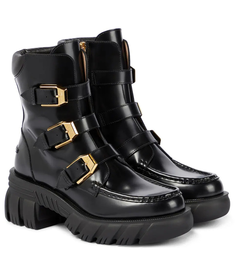 buckled leather ankle boots - 1