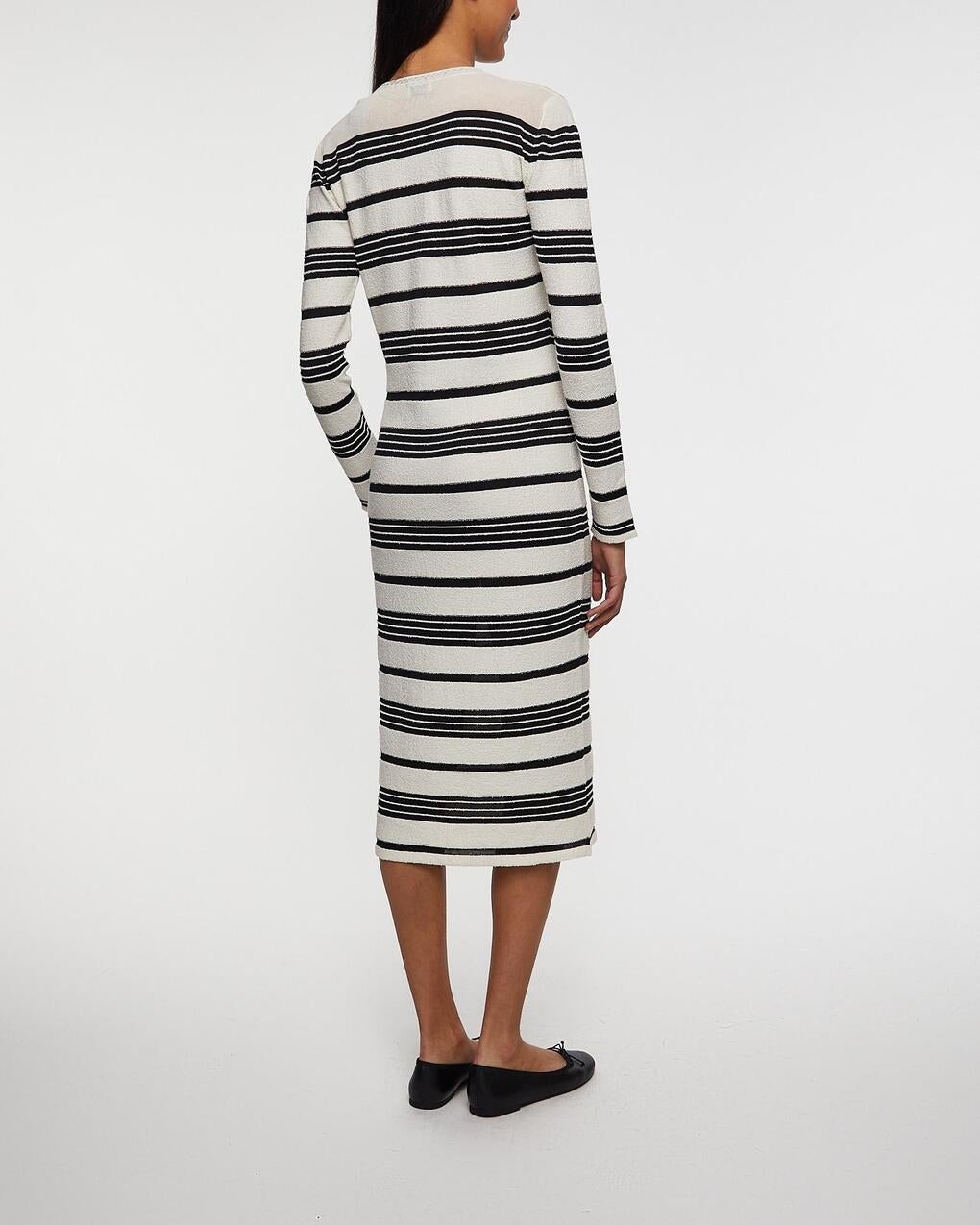 Dress Striped Bouclé Midi Dark grey - 4