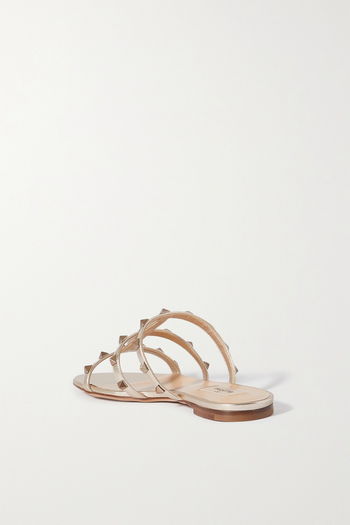 Rockstud metallic leather sandals - 3