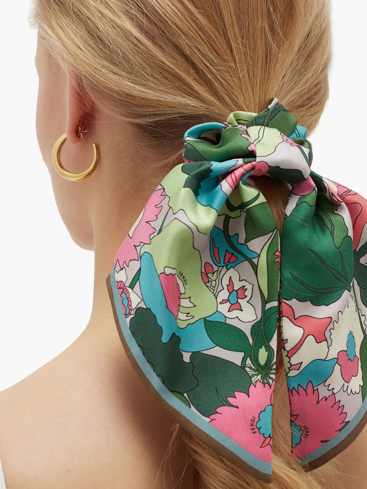 Floral-print silk-twill scrunchie - 2