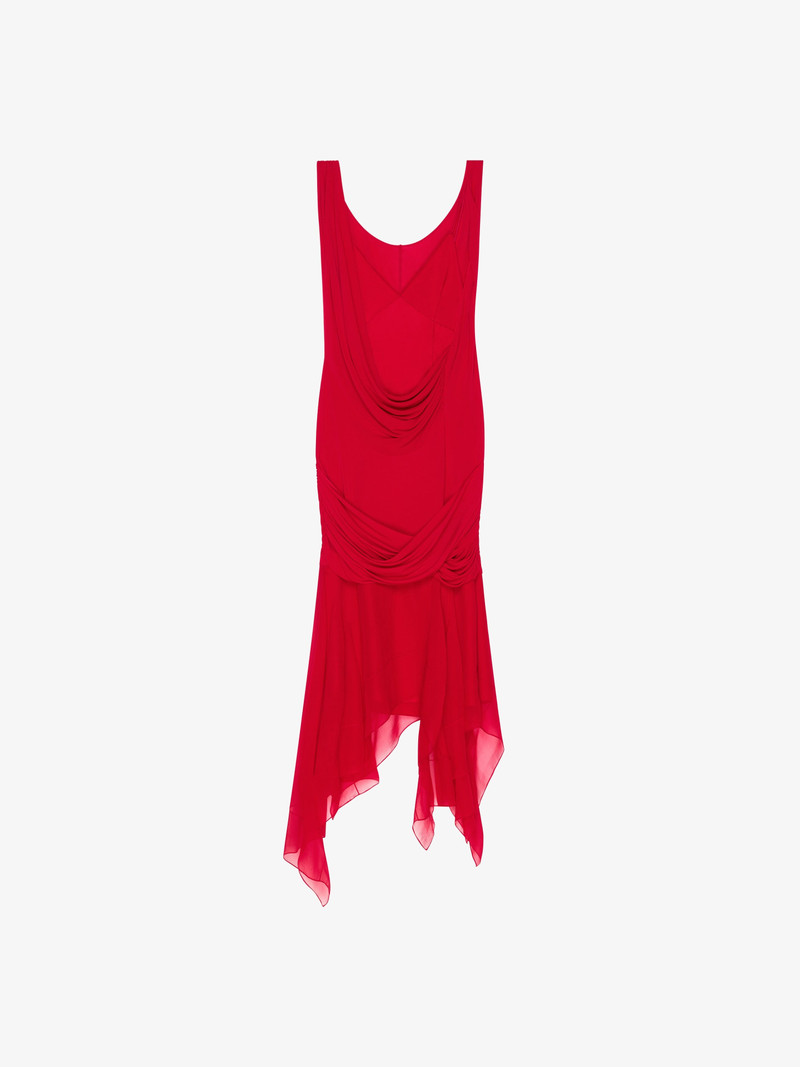 DRAPED DRESS IN SATIN, JERSEY AND MOUSSELINE - 1