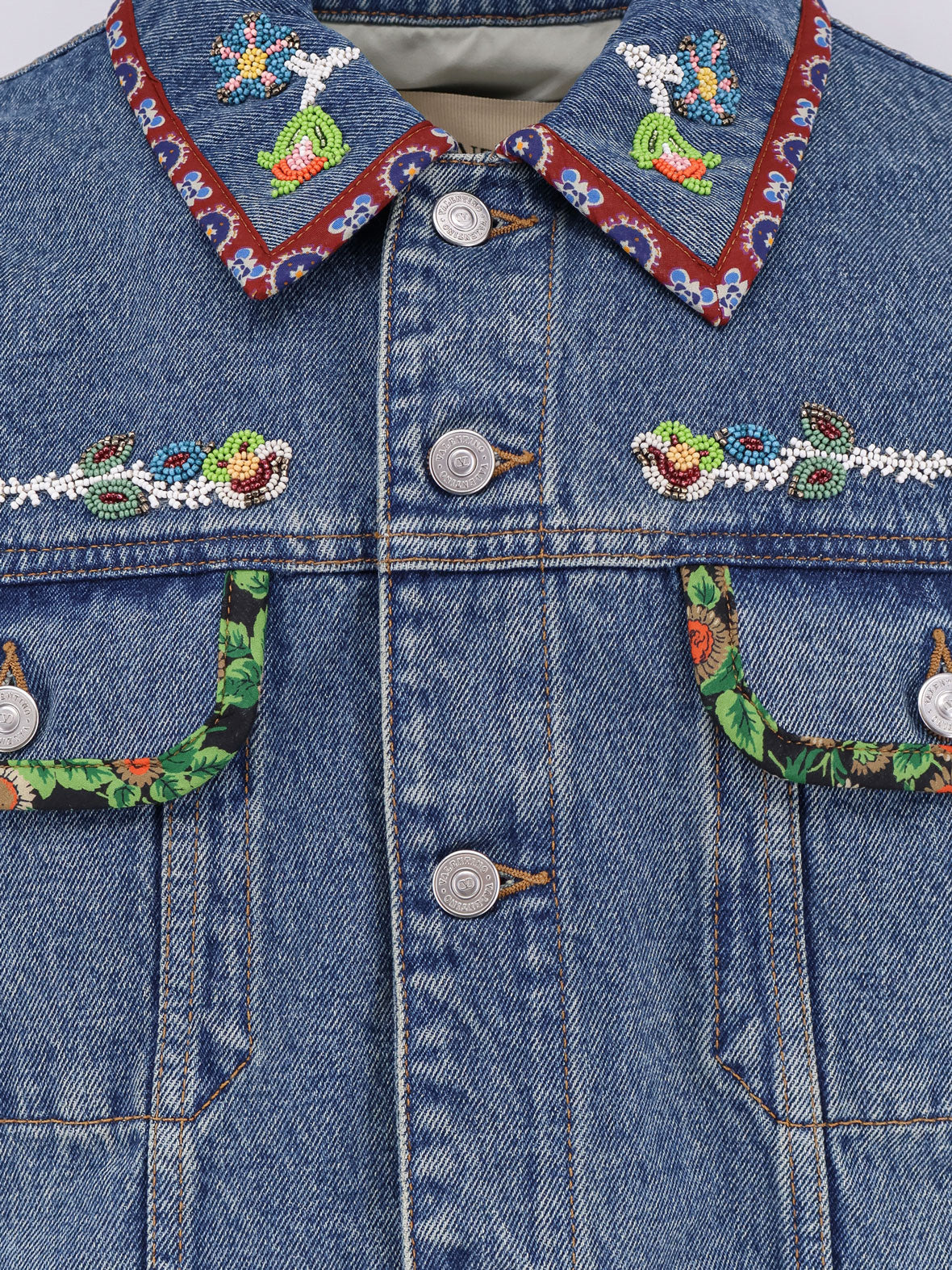 DENIM JACKET WITH MULTICOLOR EMBROIDERY - 5