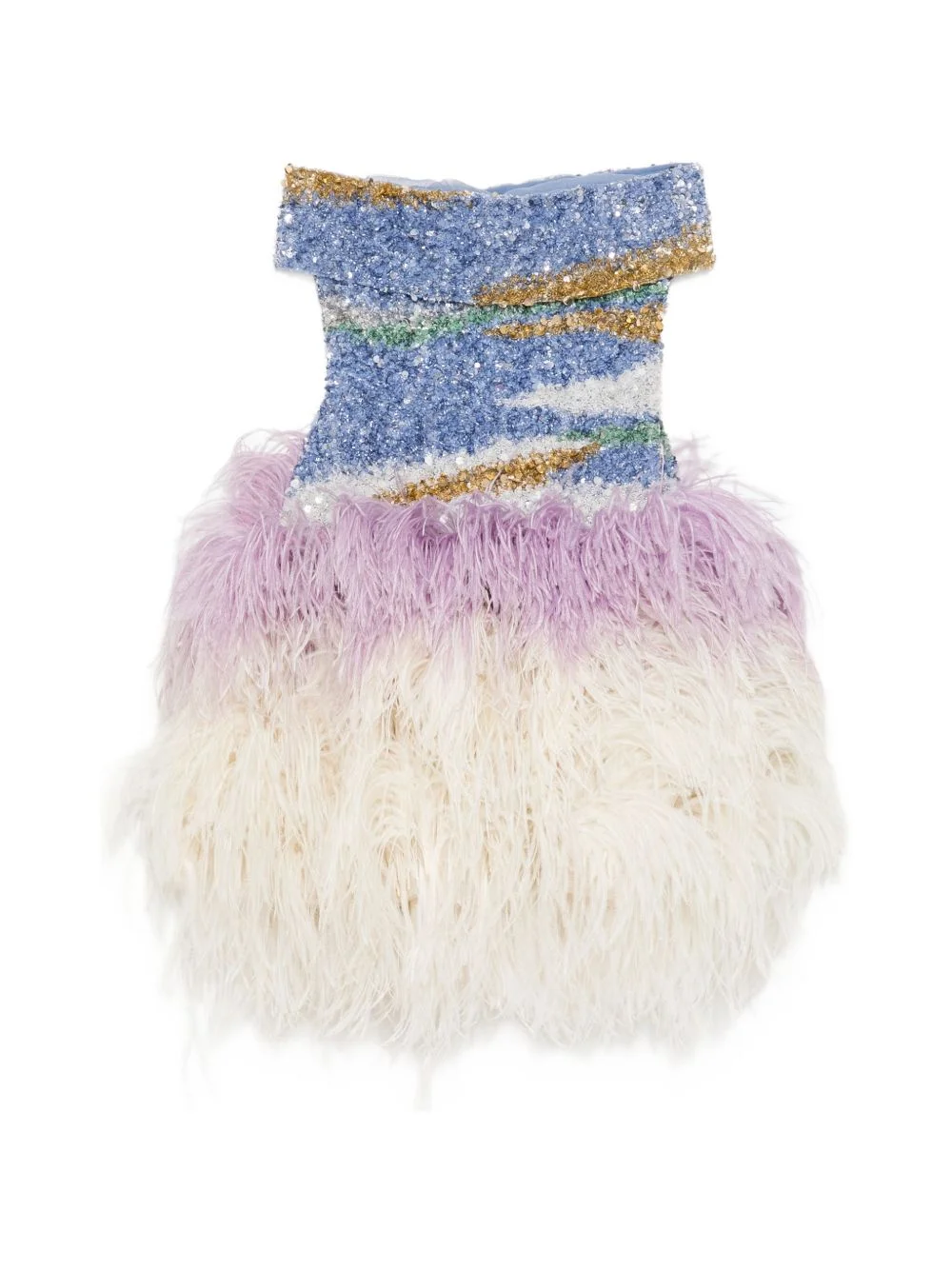 embellished feather-skirt dress - 1