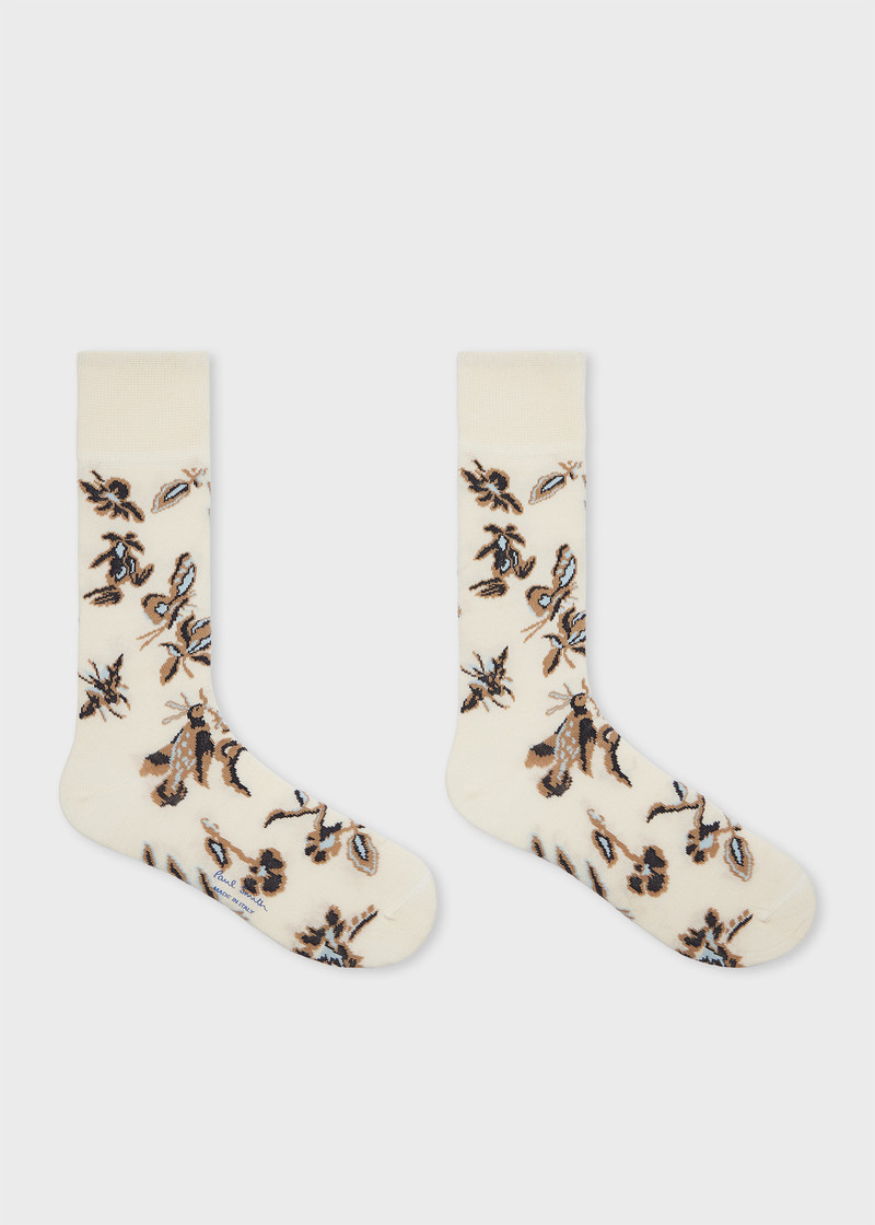 Paul Smith Cream Cotton-Blend 'Bohemia' Socks outlook