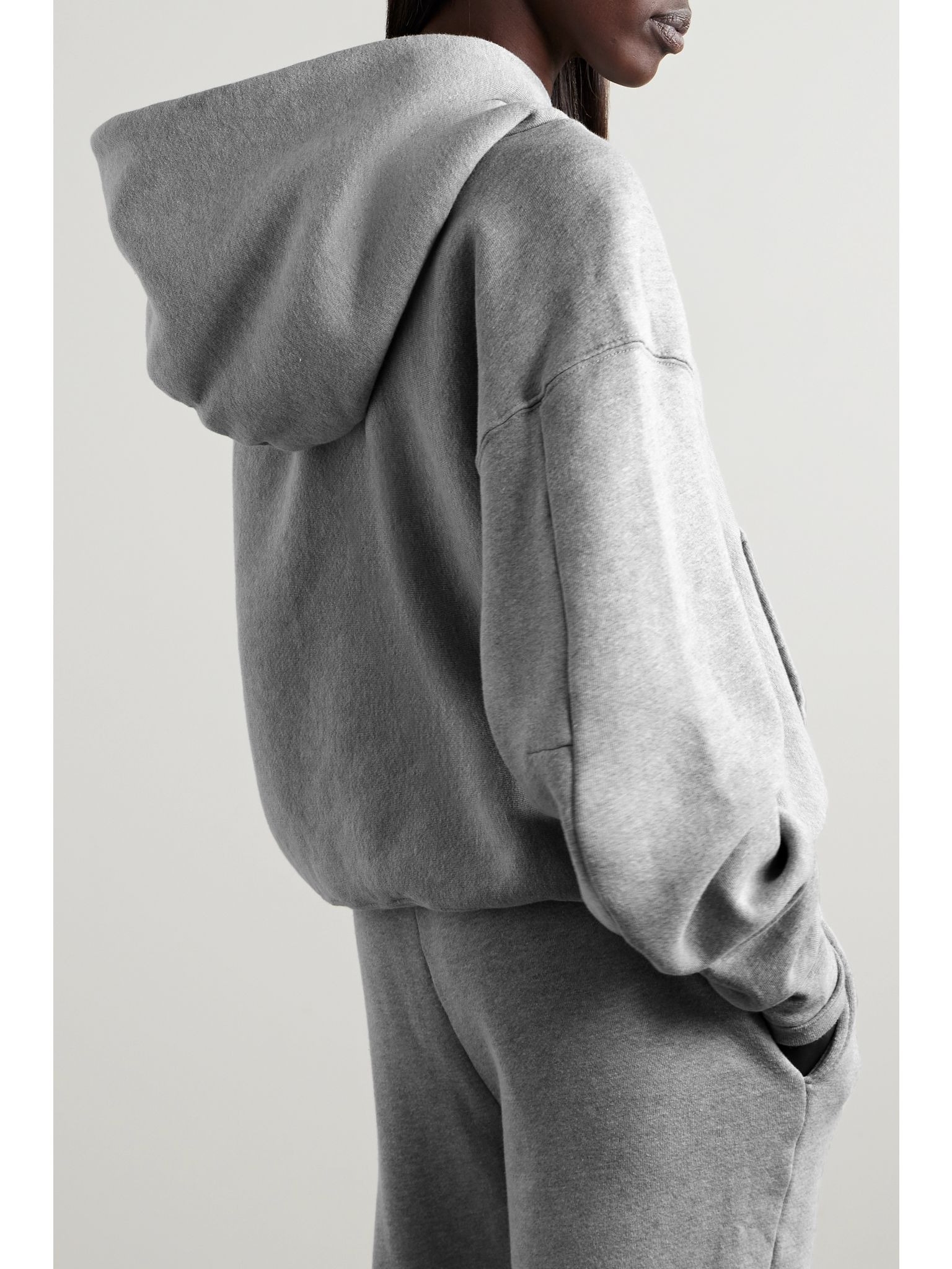 Cara cropped cotton-jersey hoodie Gray - 4