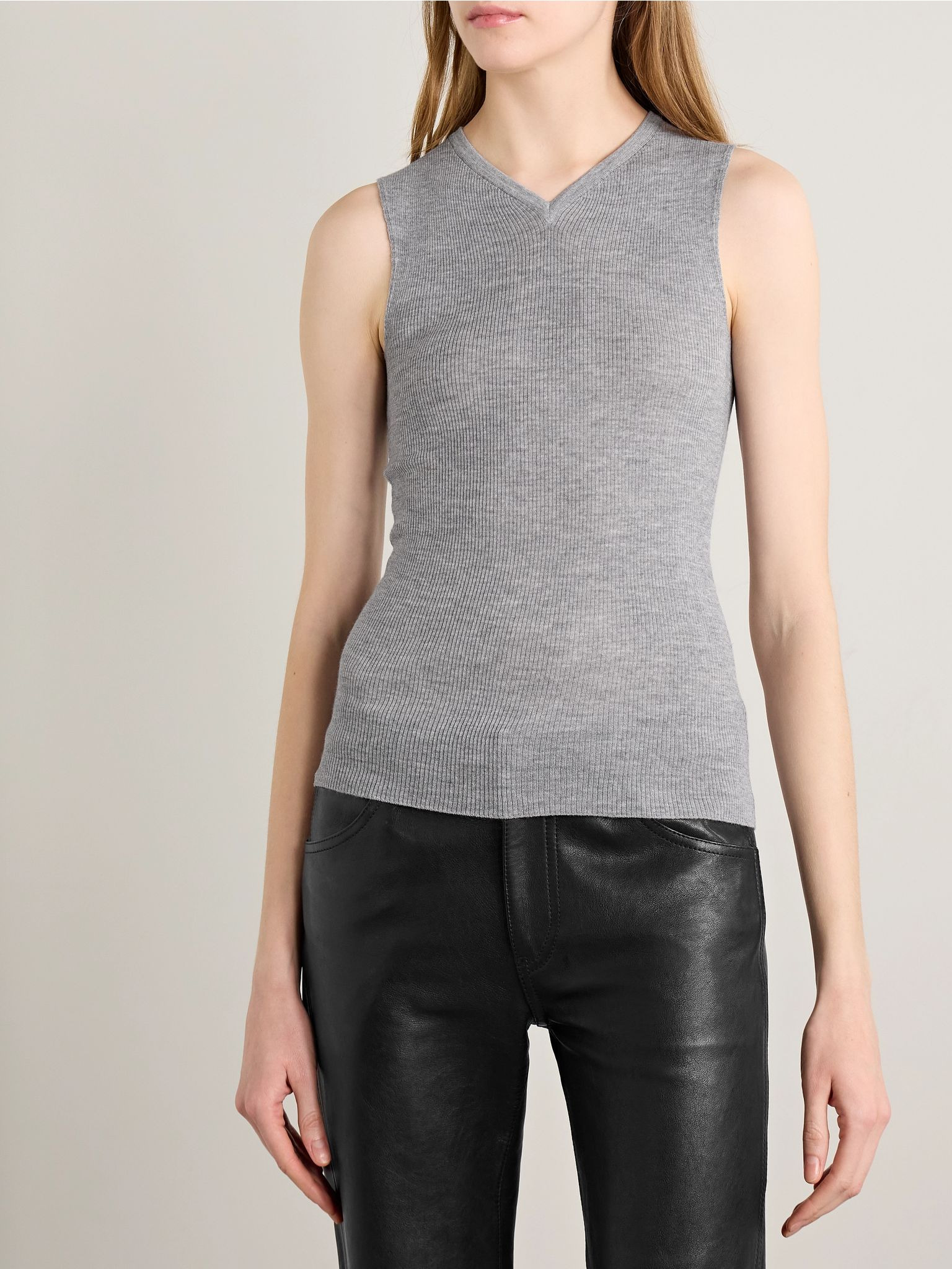 Renato ribbed wool-blend jersey tank Gray - 3