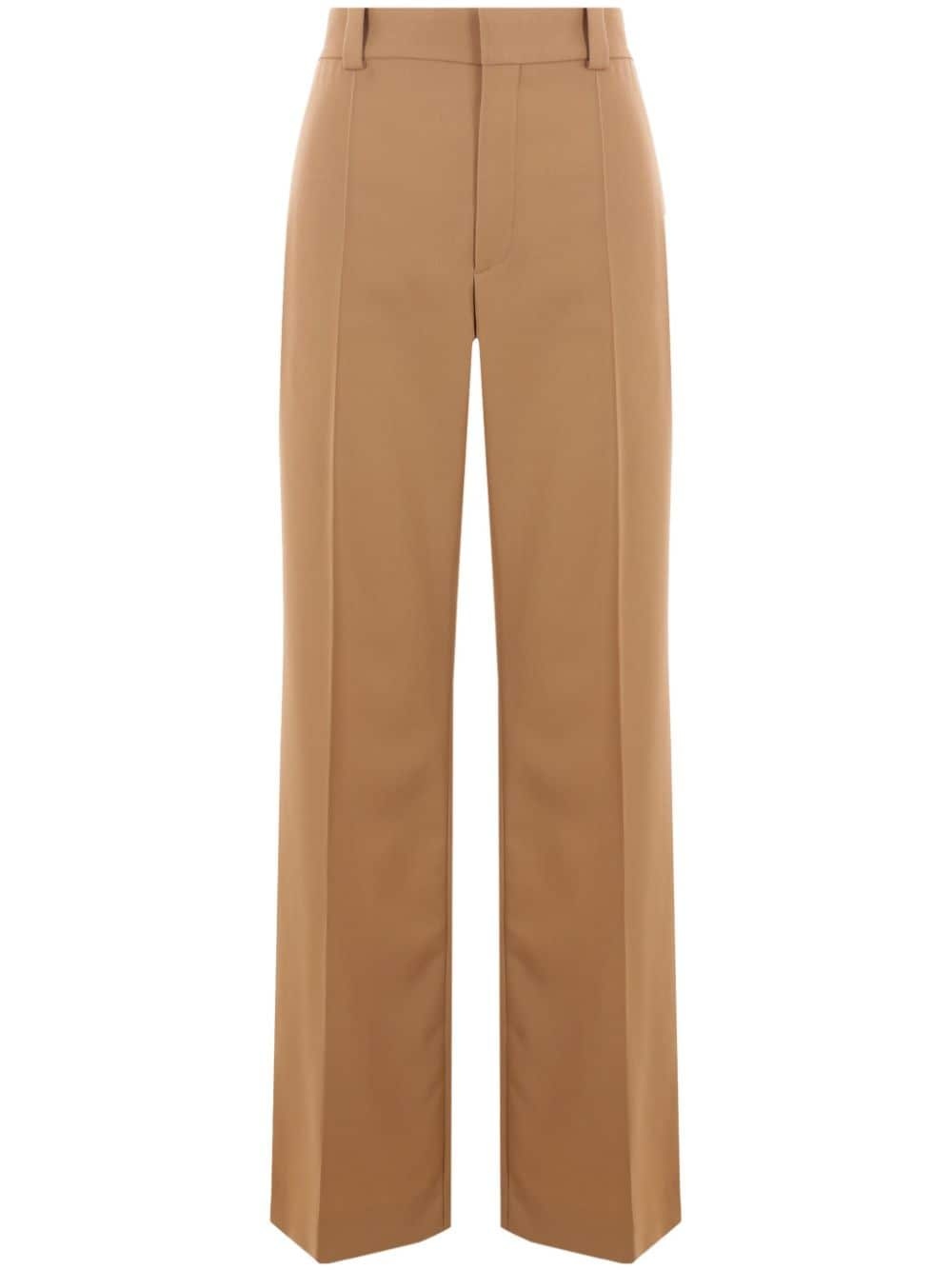 wool grain-de-poudre wide-leg trousers - 1