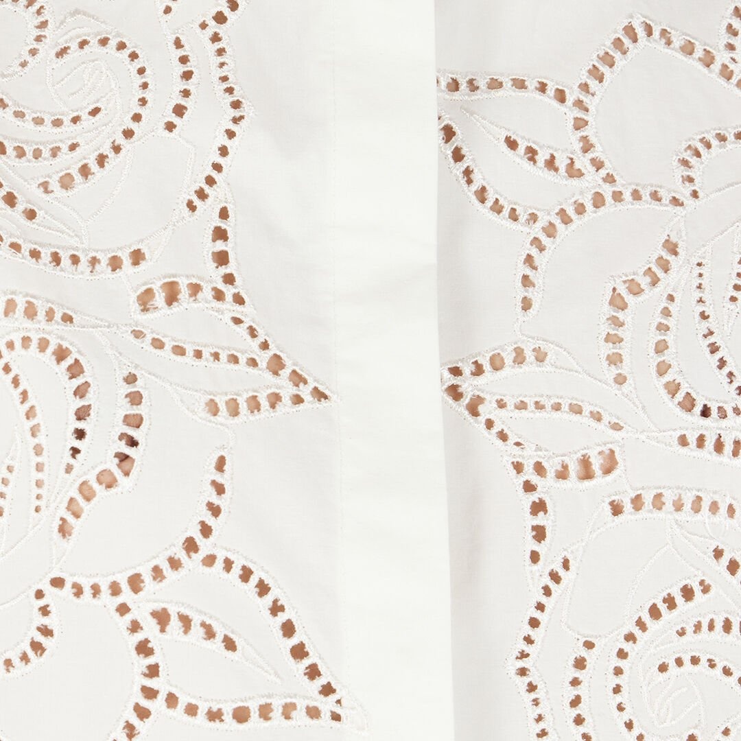 Shirt With Perforated Rose Motif - 5