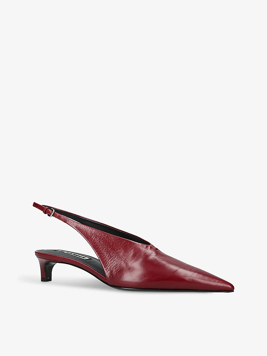 High-cut kitten-heel leather slingbacks - 3