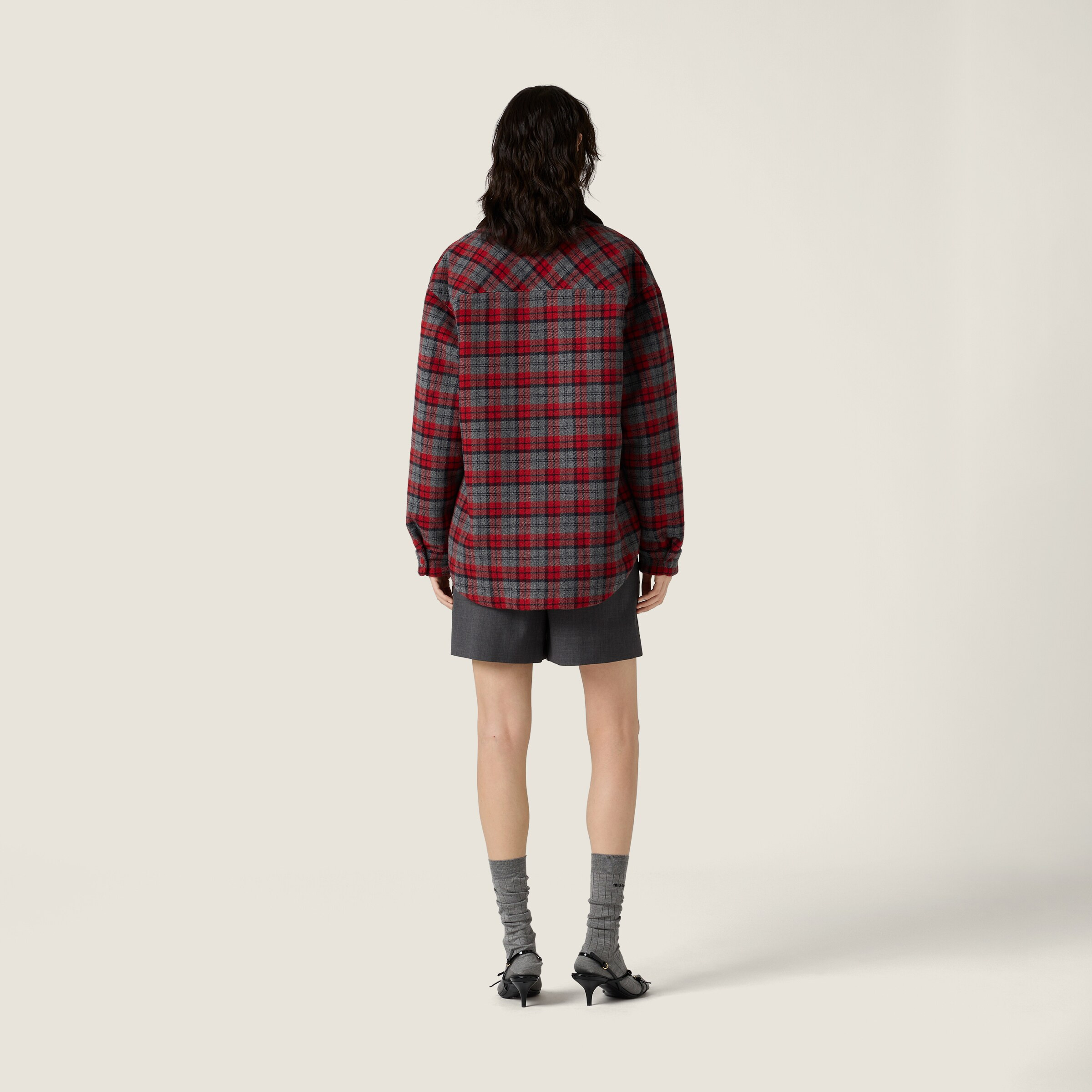 Medium-weight plaid check down jacket - 3