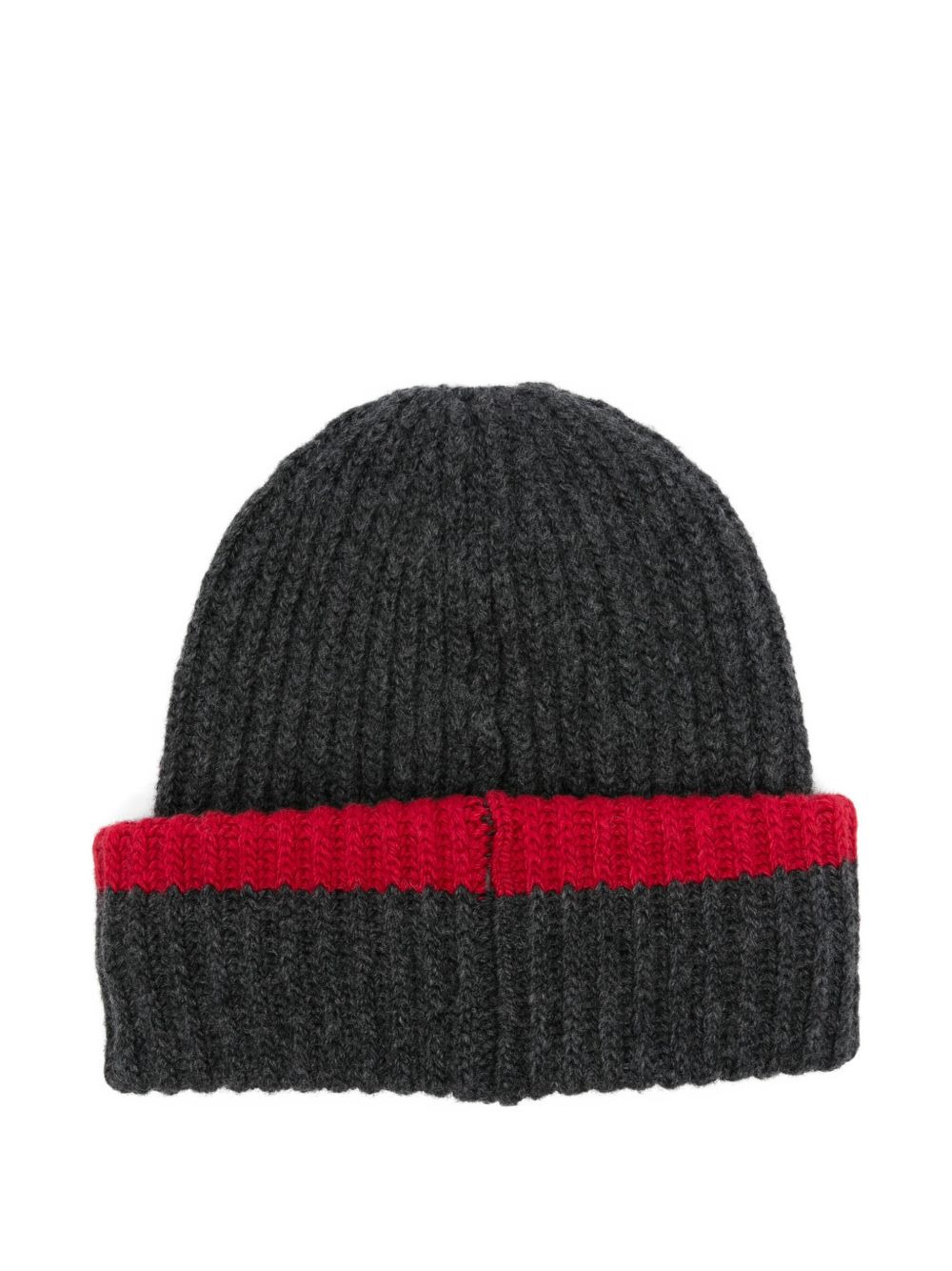 ribbed-knit red-band beanie hat - 2