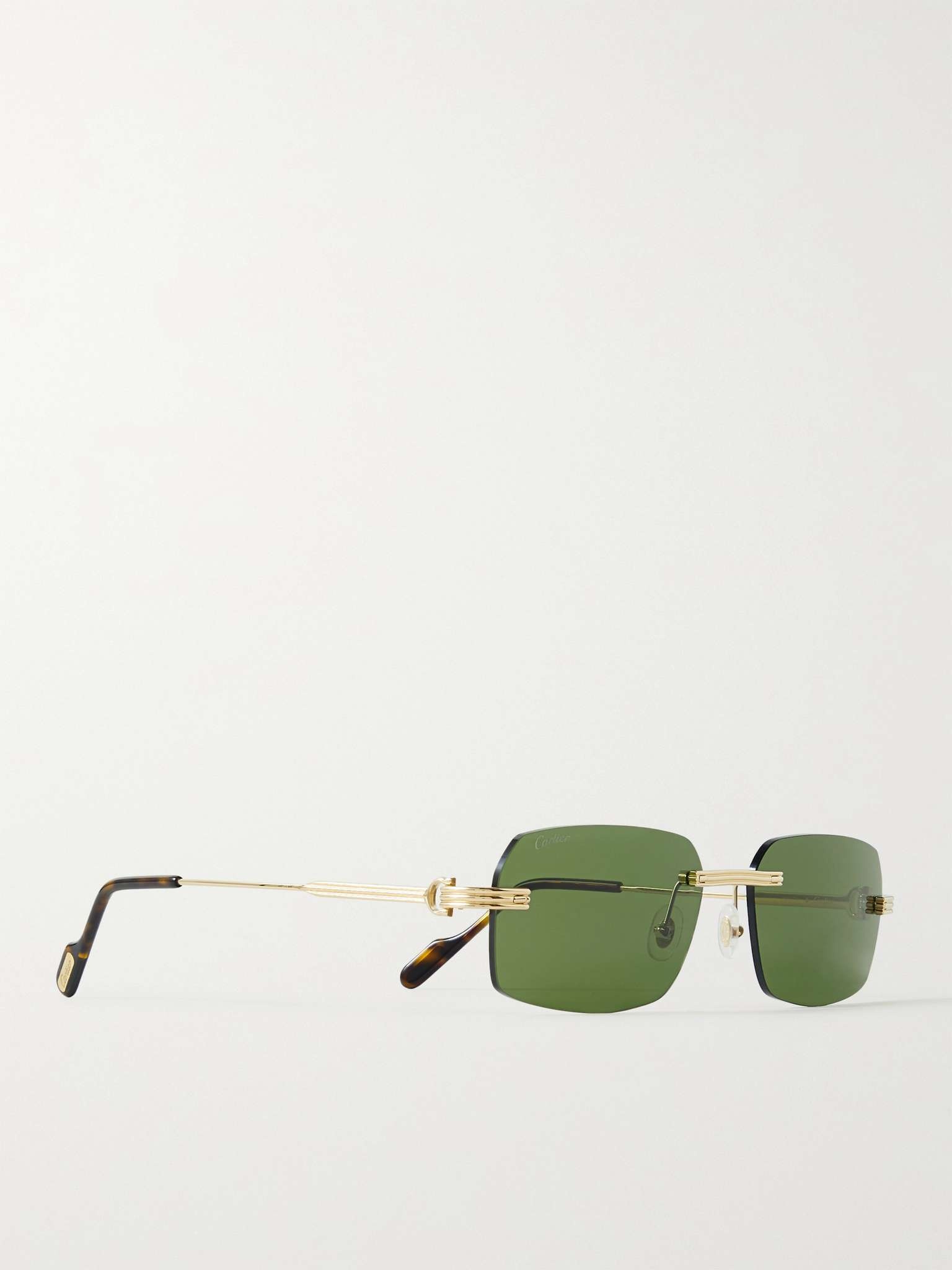 Rimless Rectangular-Frame Gold-Tone Sunglasses - 3