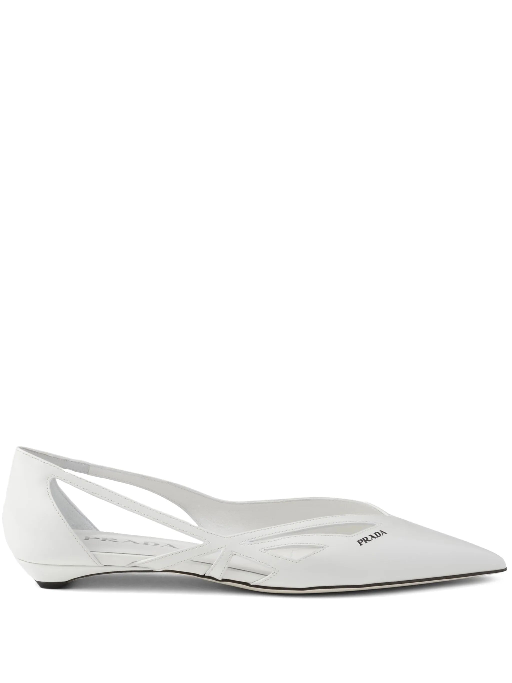 leather cut-out ballerina shoes - 1