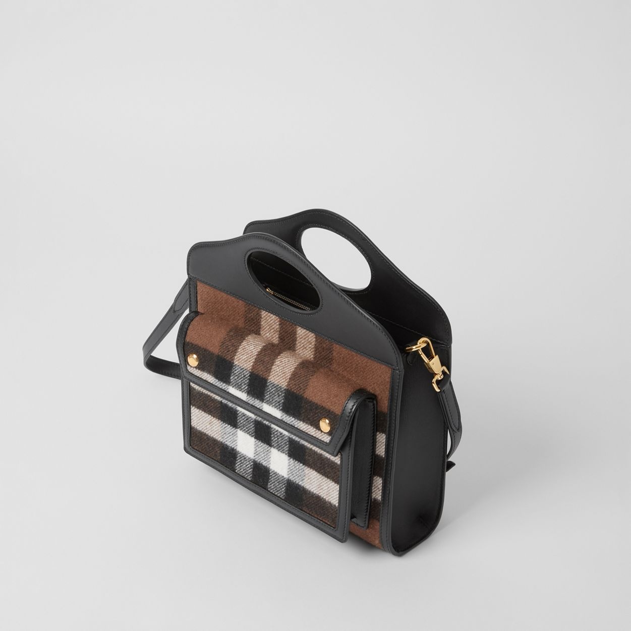 Mini Check Cashmere and Leather Pocket Bag - 4