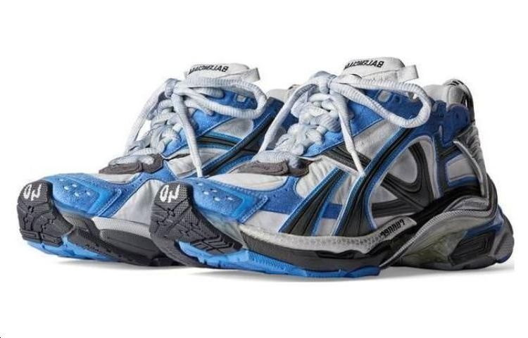 Balenciaga Runner Sneakers 'Blue and Grey Nylon and Suede Like Fabric' 772774-W3RNY4912 - 3