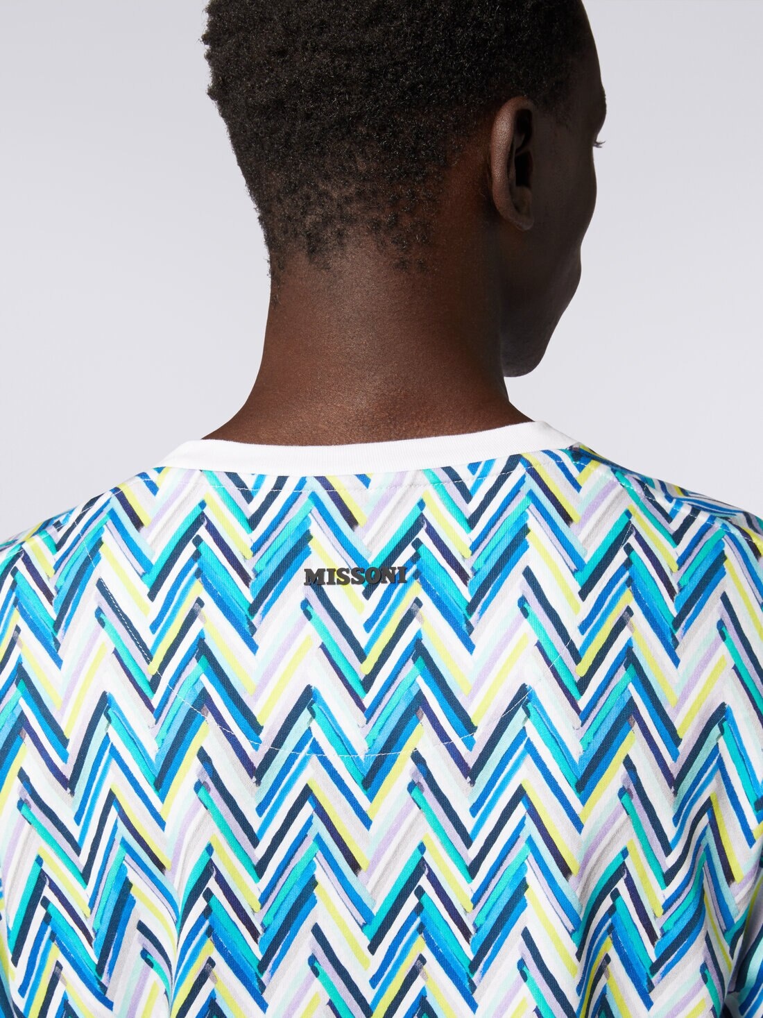 Crew-neck T-shirt in cotton with zigzag print - 5