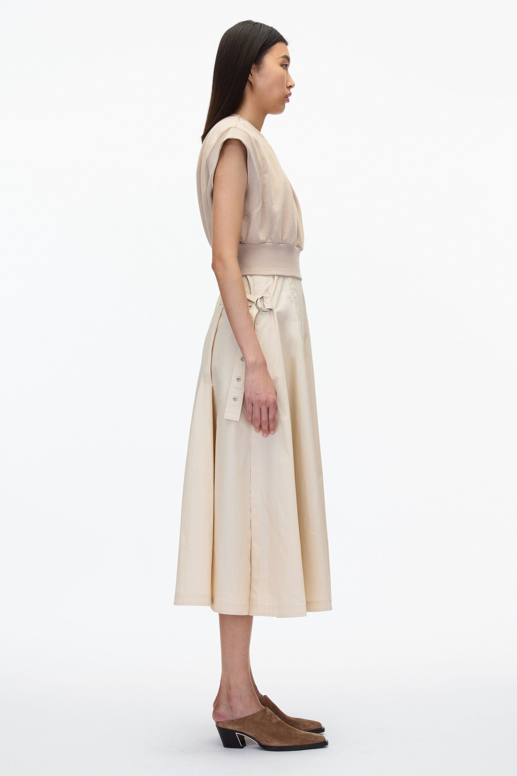 Sweatshirt Combo Dress with Pleated Skirt - 4