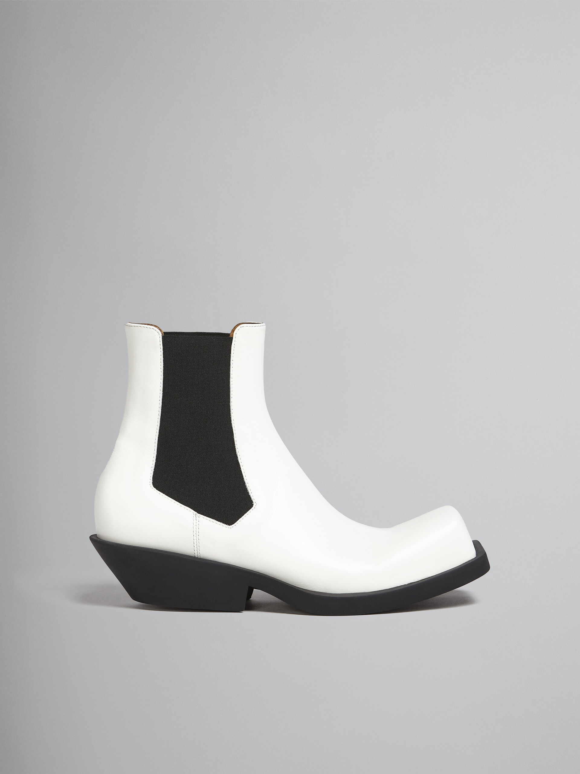 WHITE LEATHER CHELSEA BOOT - 1