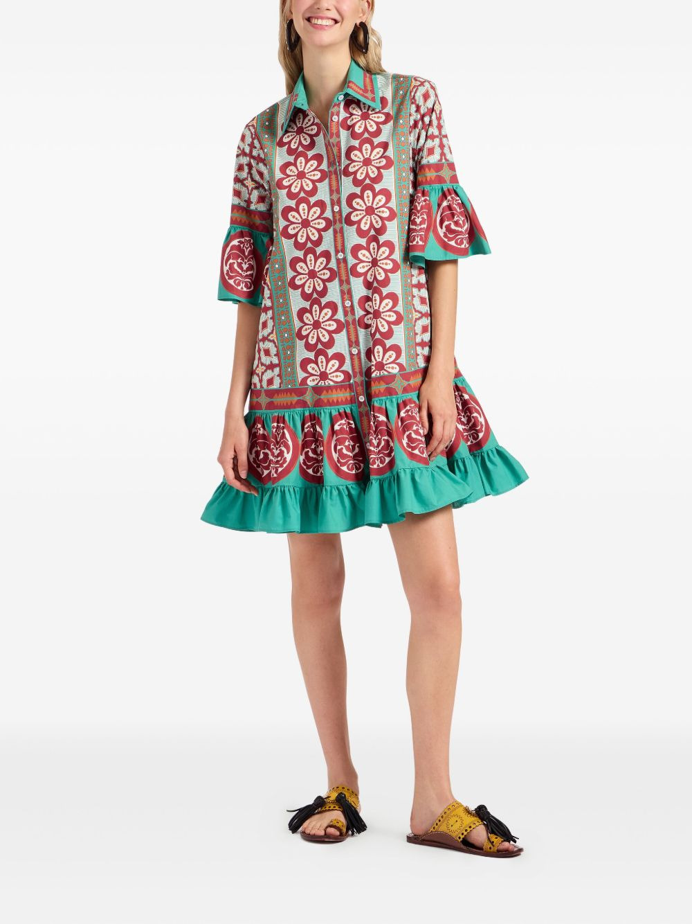 Choux floral-print ruffled mini dress - 2
