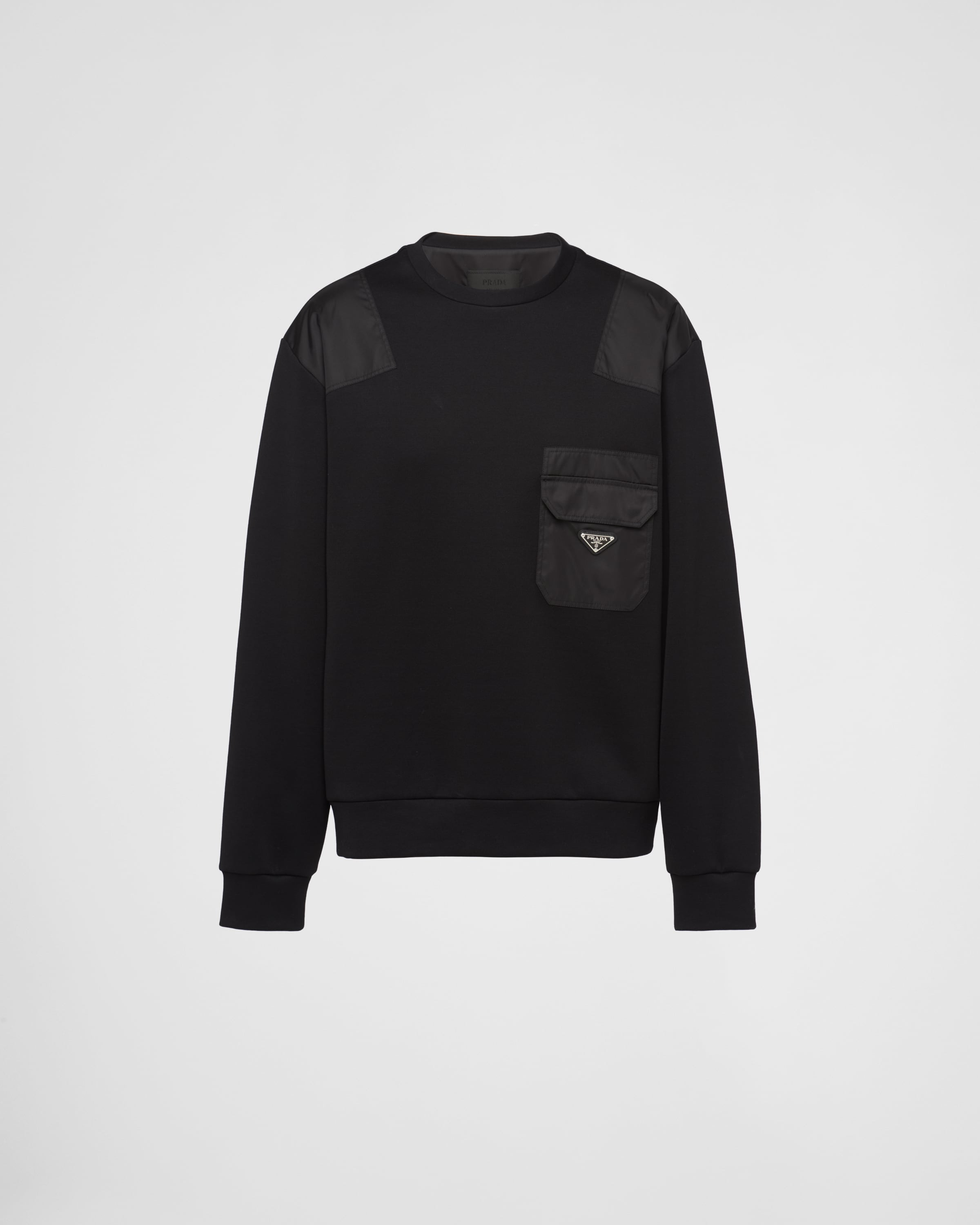 トップス PRADA nylon wool ds knit black Prada Cotton sweatshirt with Re-Nylon details | REVERSIBLE
