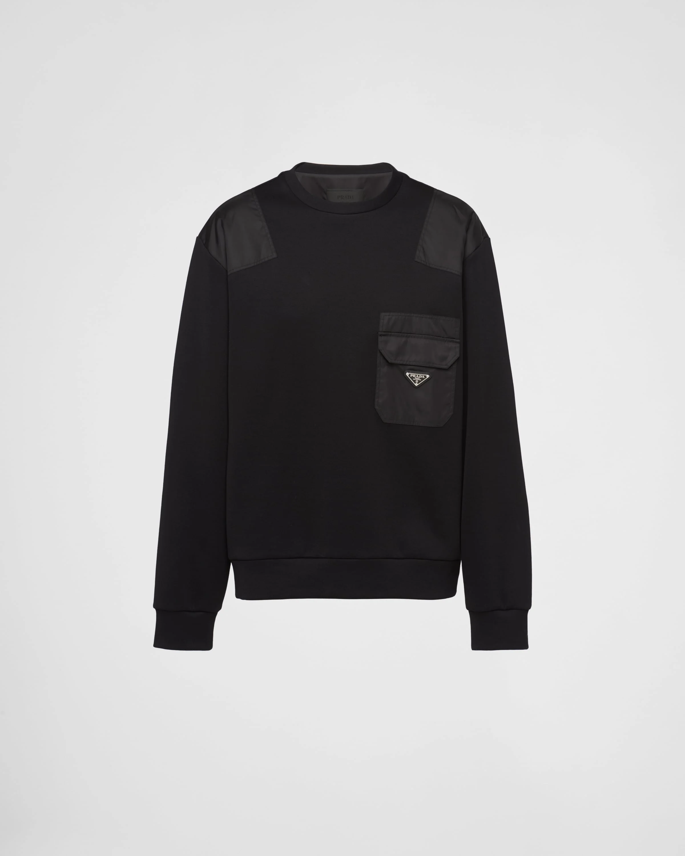 トップス PRADA nylon wool ds knit black Prada Cotton sweatshirt with Re-Nylon details | REVERSIBLE
