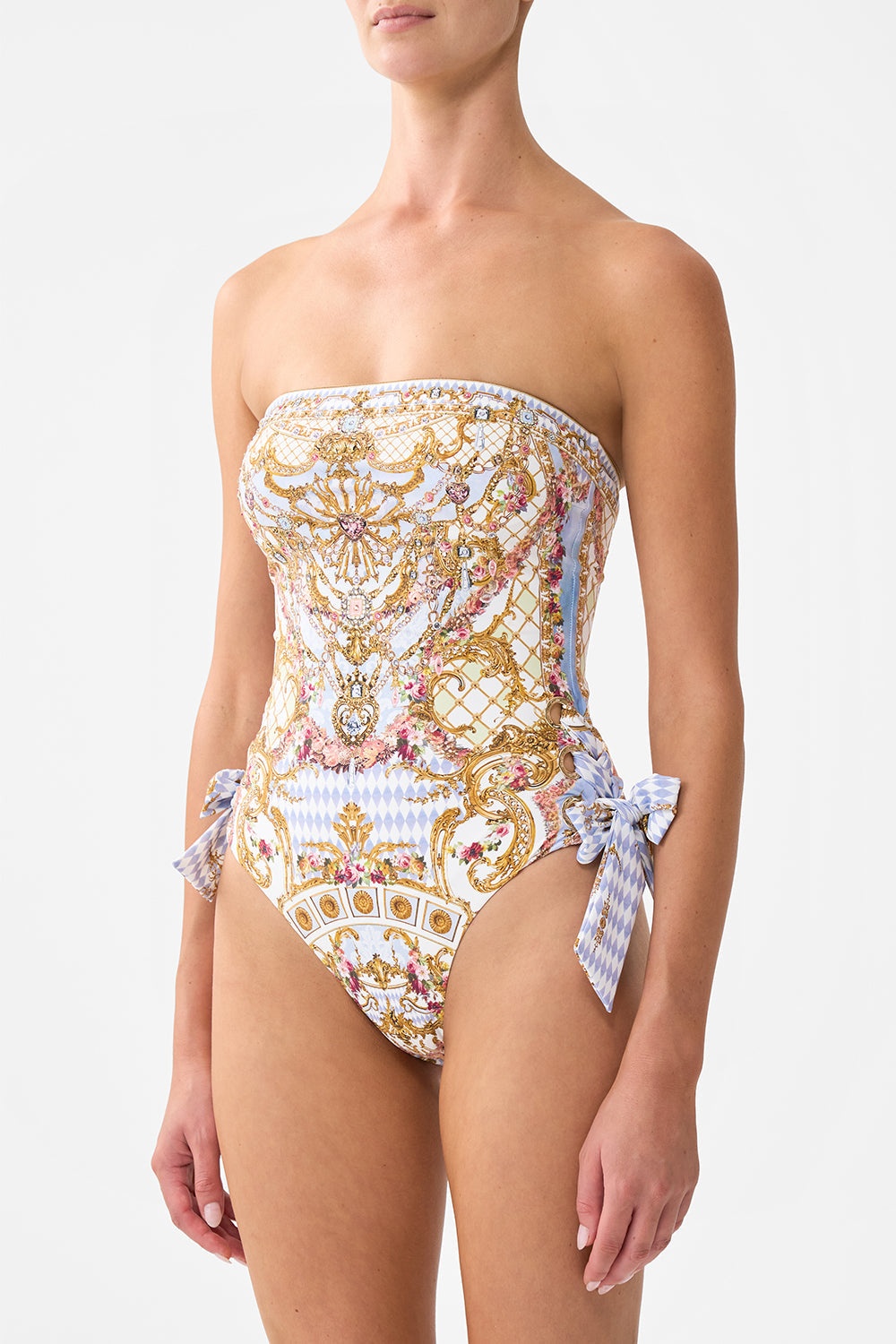 STRAPLESS EYELET TIE ONE PIECE - 5
