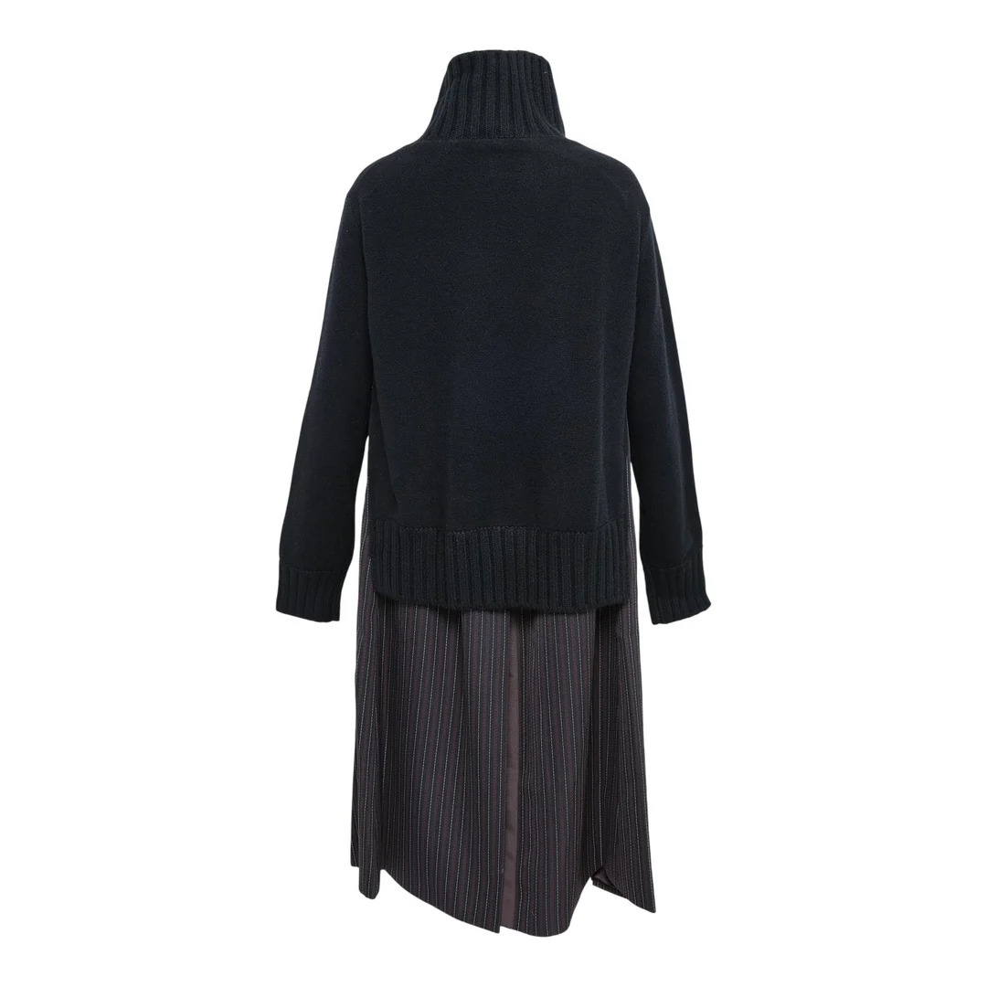 Stripe Doeskin X Wool Knit Coat - 2
