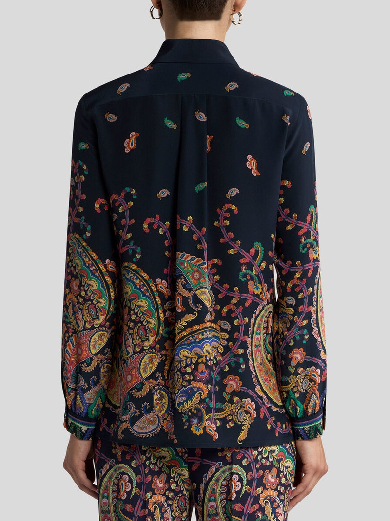 SILK SHIRT WITH PLACED FLORAL PAISLEY PRINT 4