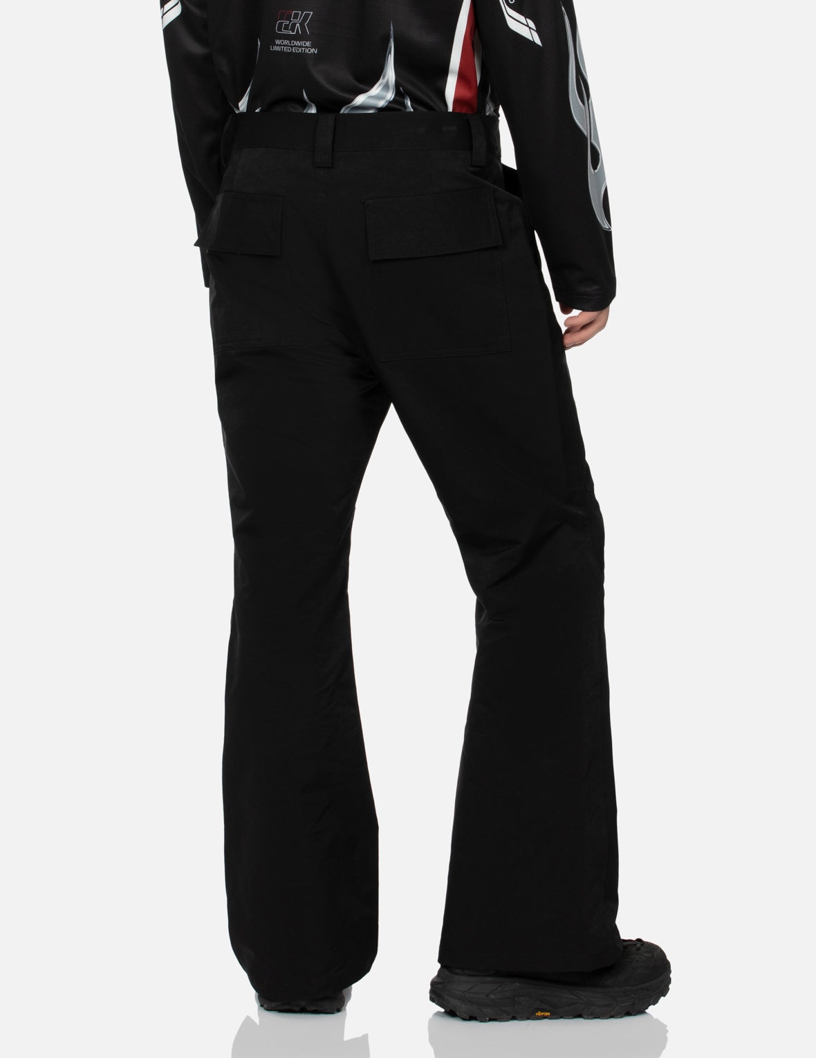 Seagull Embroidery and Multi-Pocket Regular Fit Bell Bottoms Pants - 8