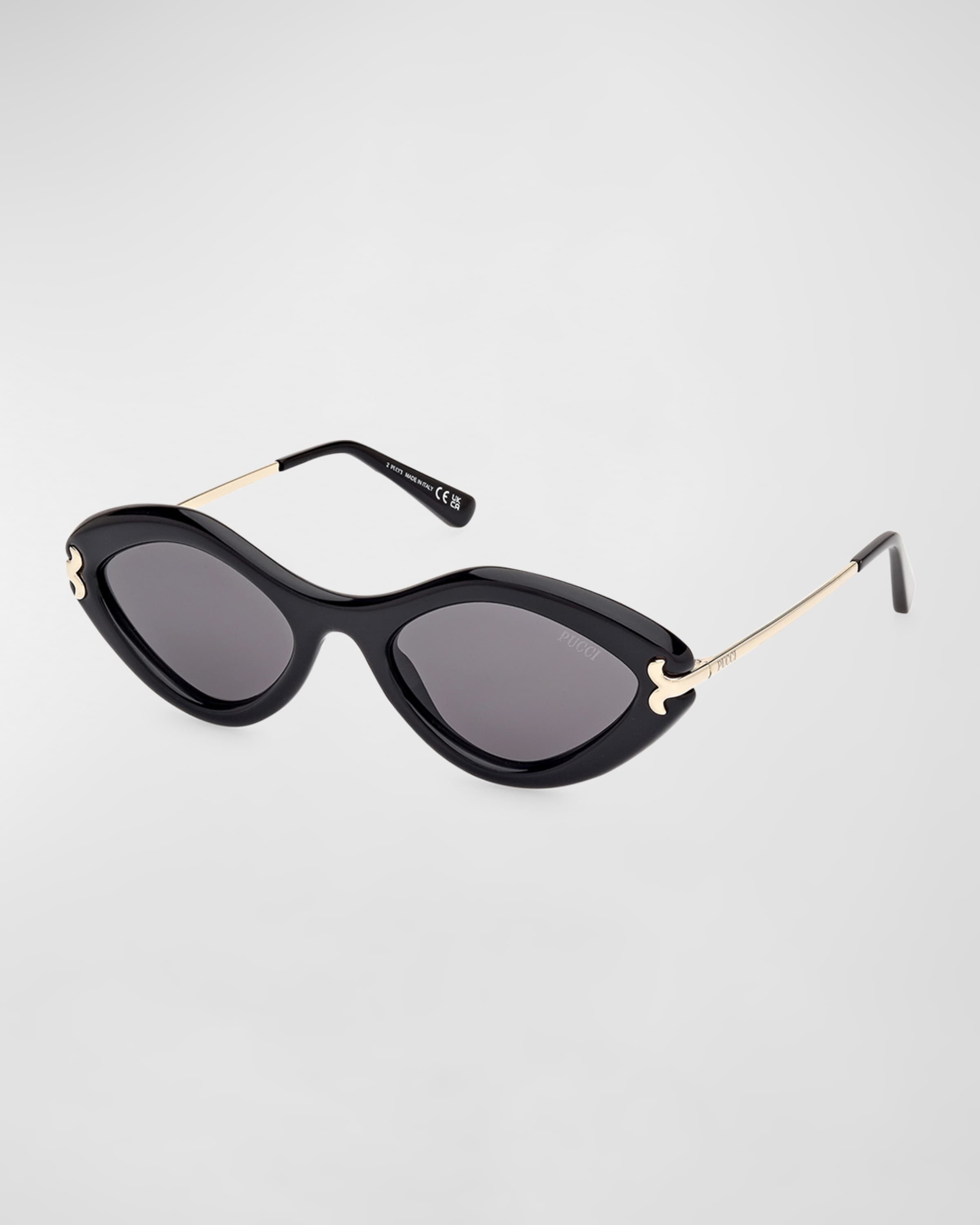 Logo Acetate & Metal Oval Sunglasses - 1