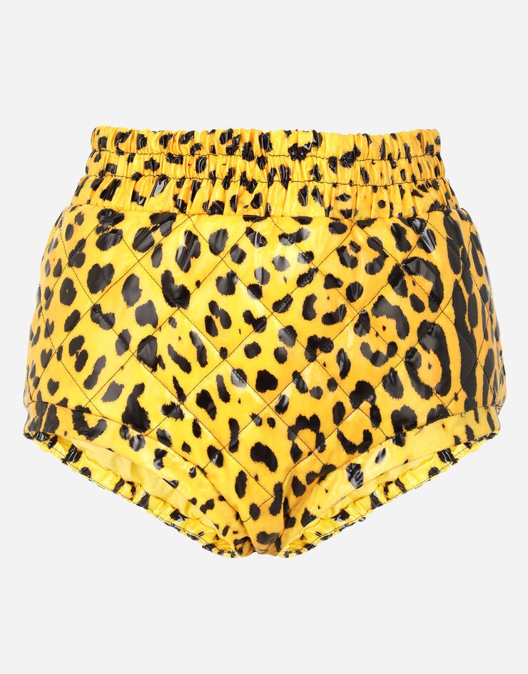 Foiled satin high-waisted panties with neon leopard print - 3