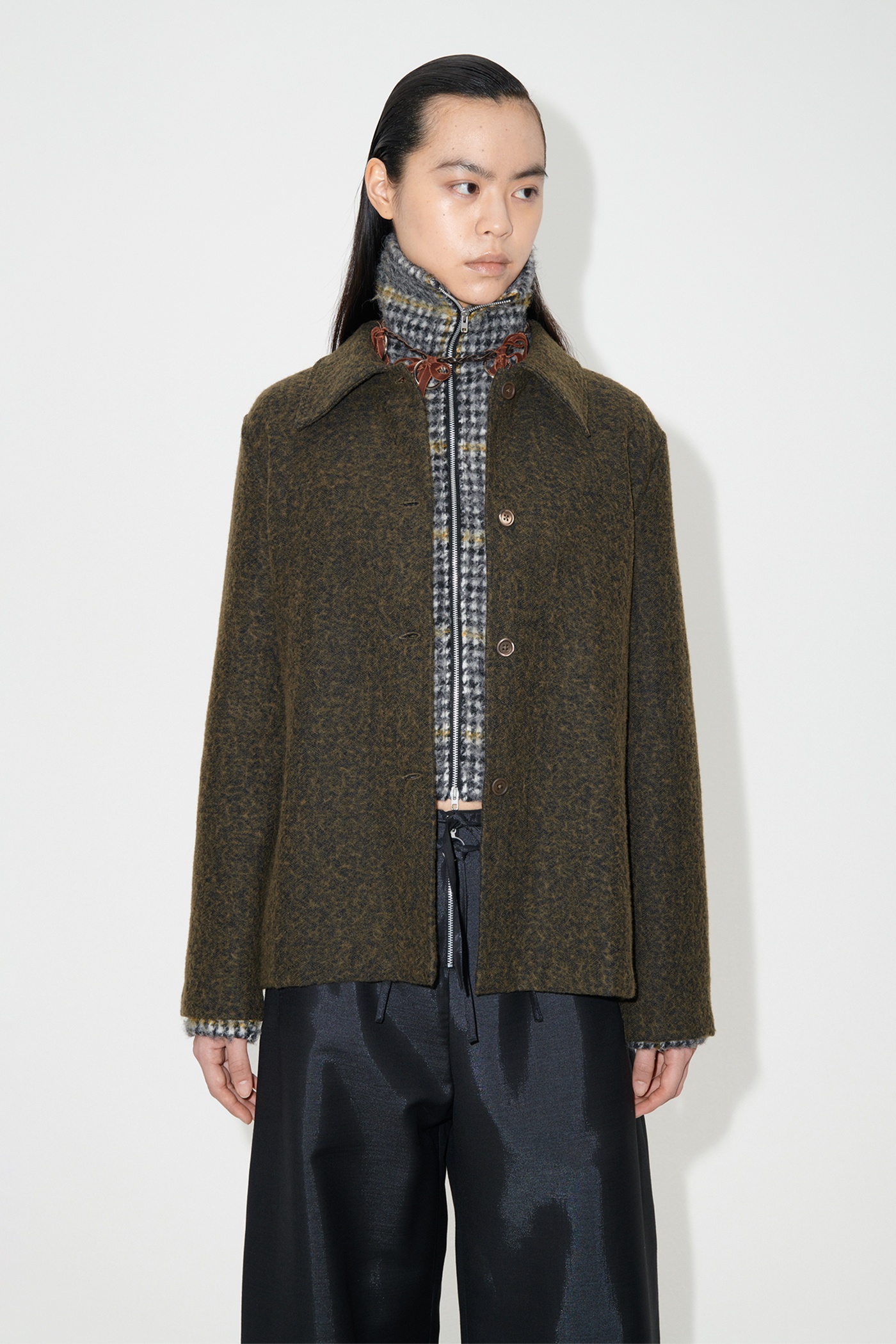 Sanctuary Shirt Black/Moss Fuzz Wool - 3