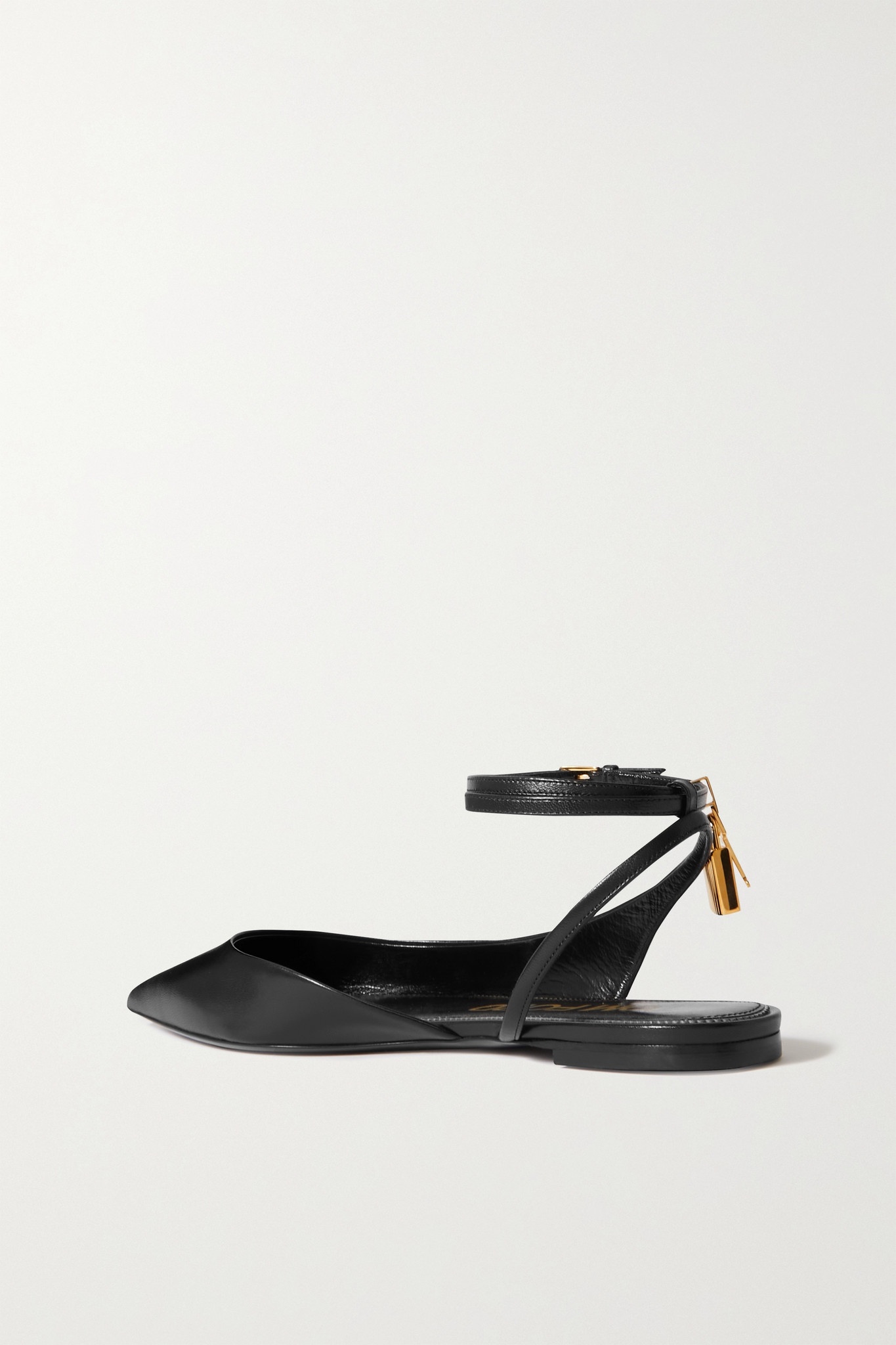 Padlock embellished leather point-toe flats - 3