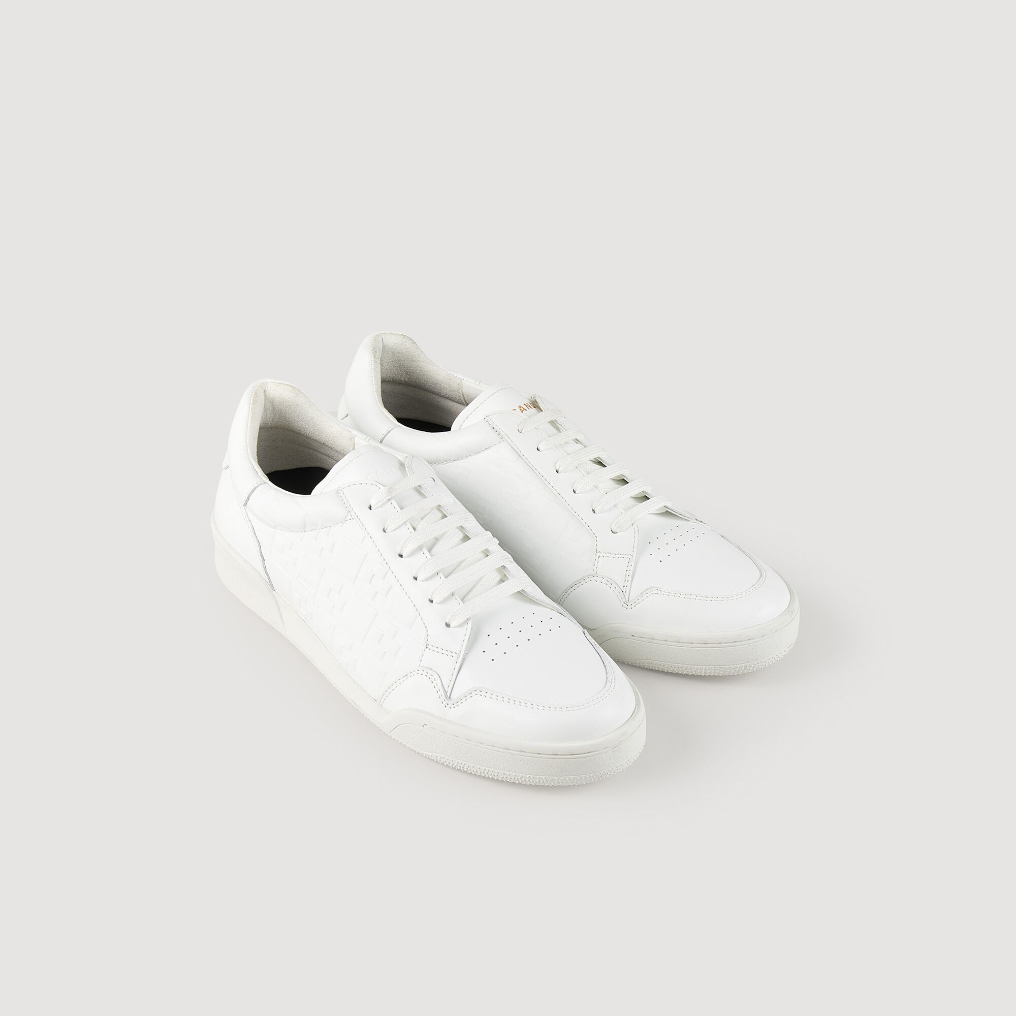 EMBOSSED SQUARE CROSS LEATHER SNEAKERS - 3